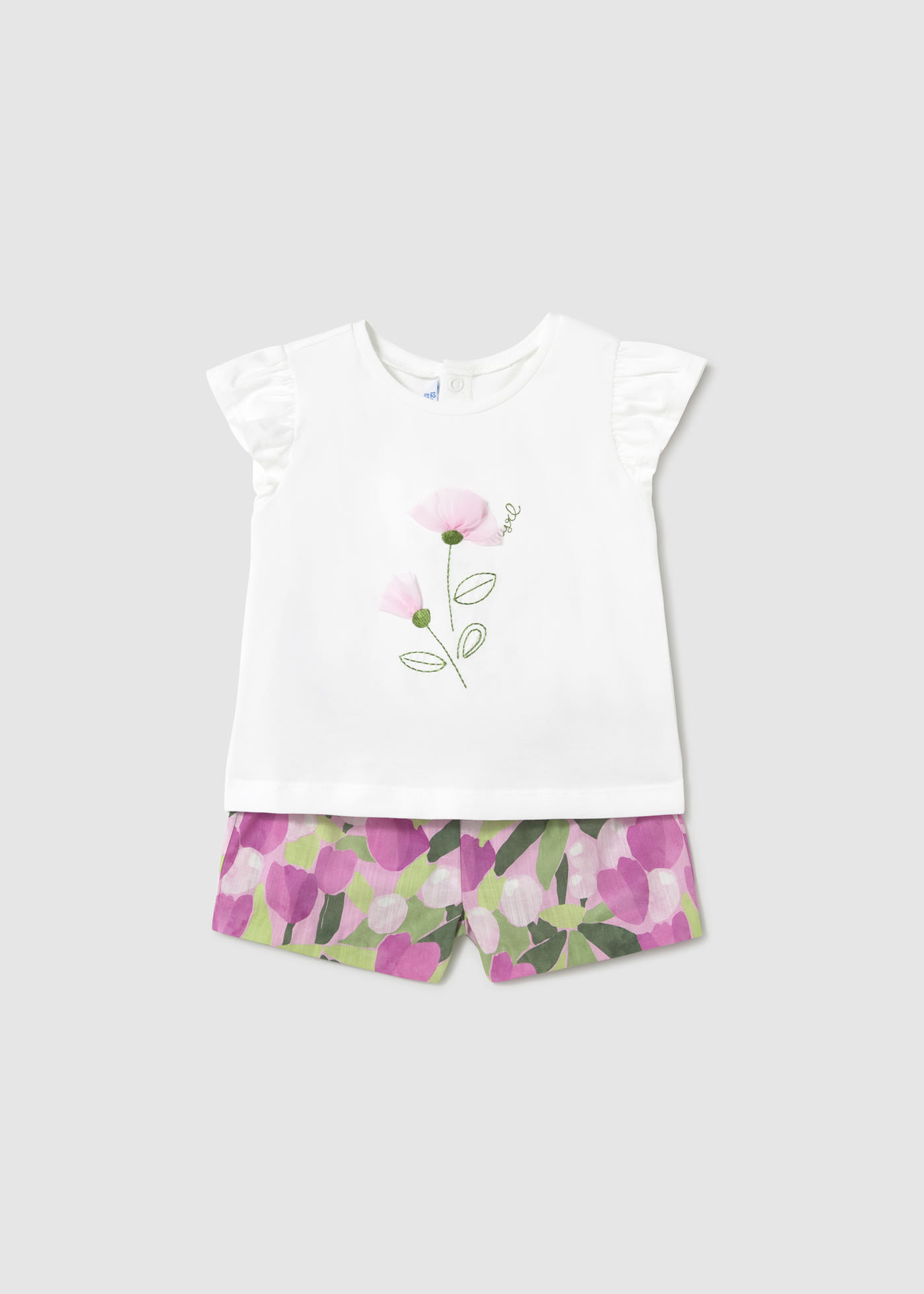 Set kurze Hose Blumenprint und T-Shirt Baby