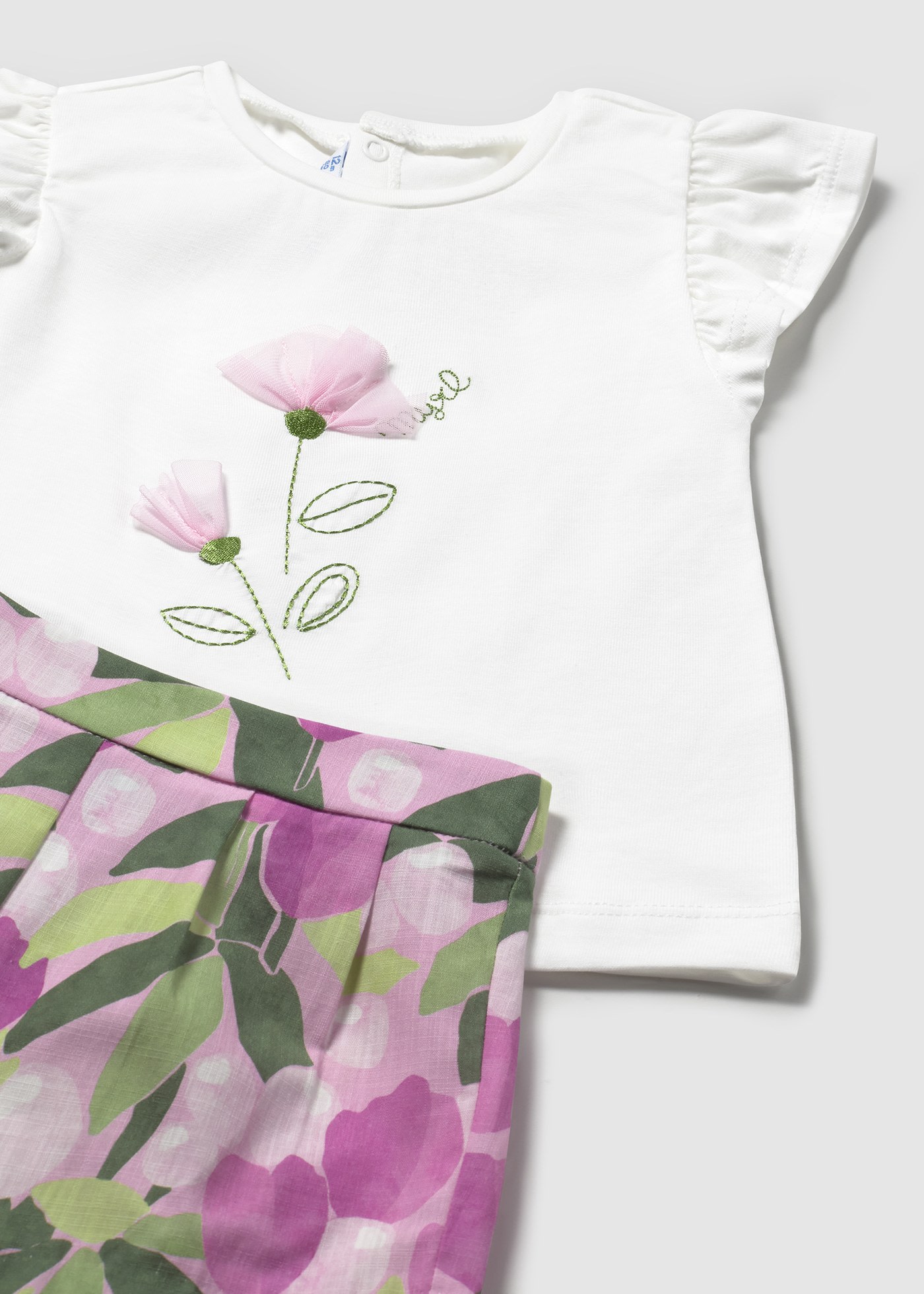 Conjunto calções floral e t-shirt bebé floral