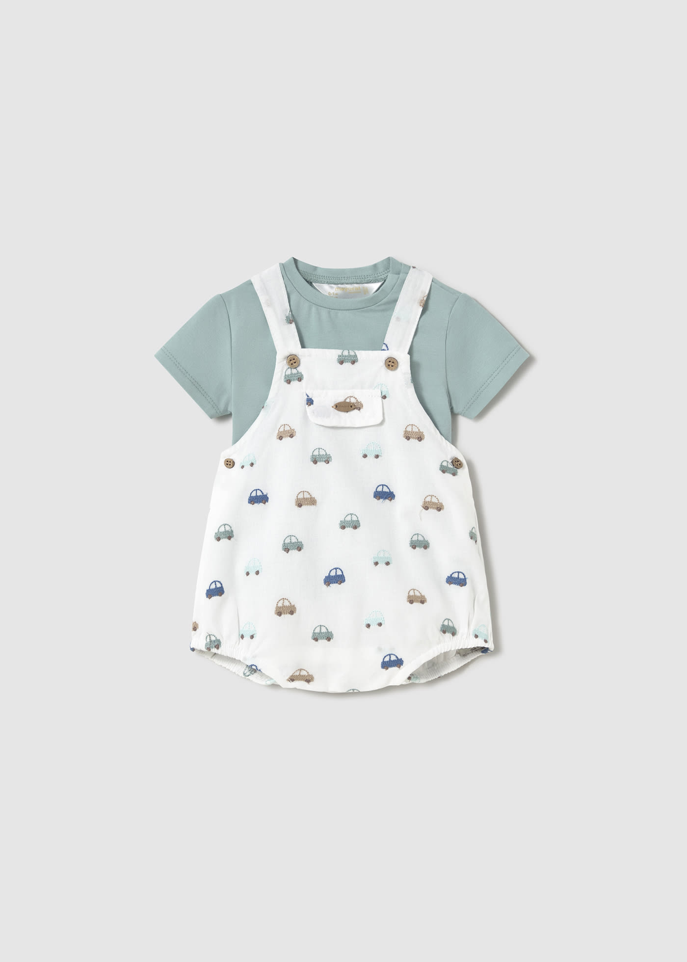 Set salopeta brodat si tricou nou-nascut