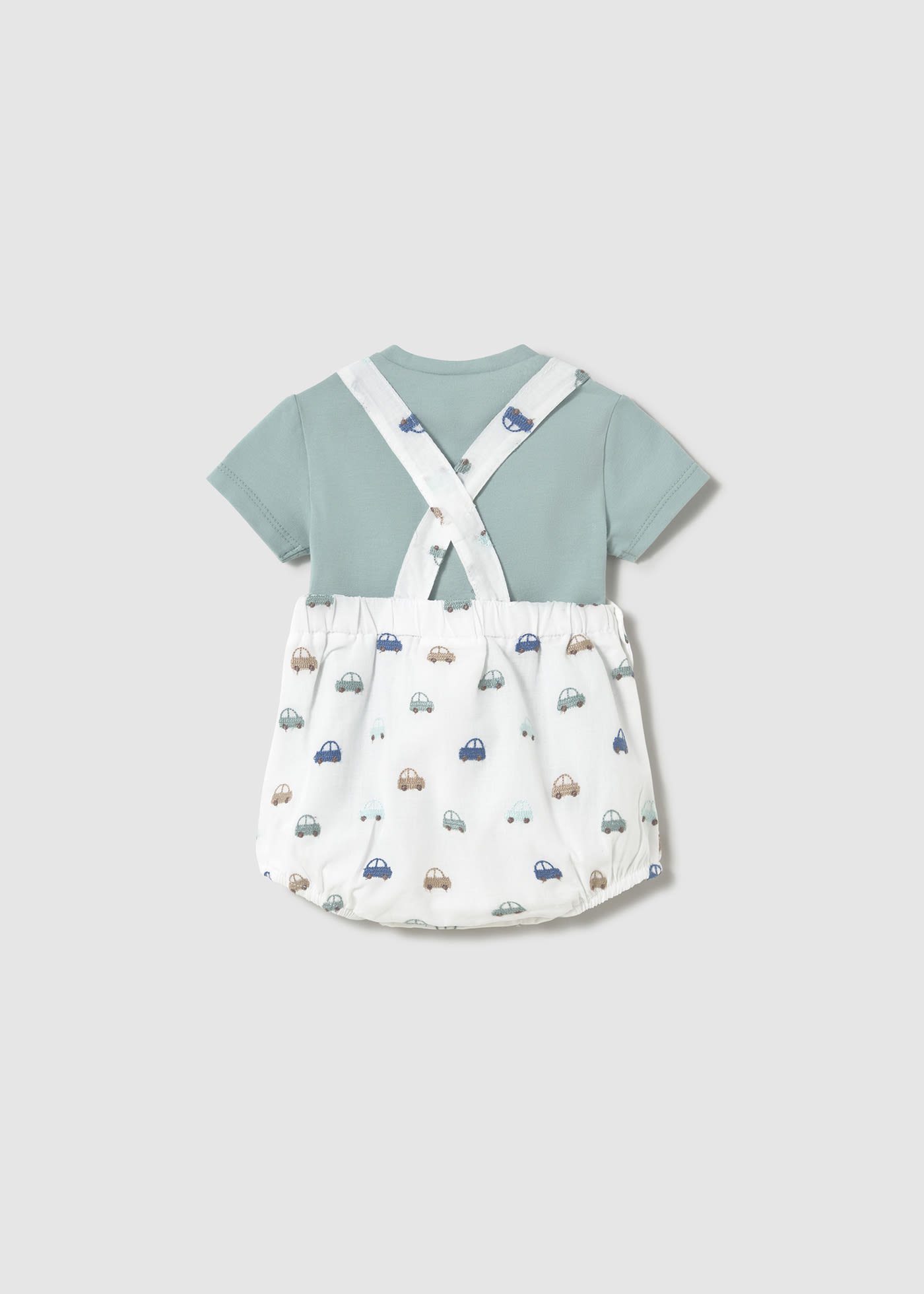 Set salopeta brodat si tricou nou-nascut