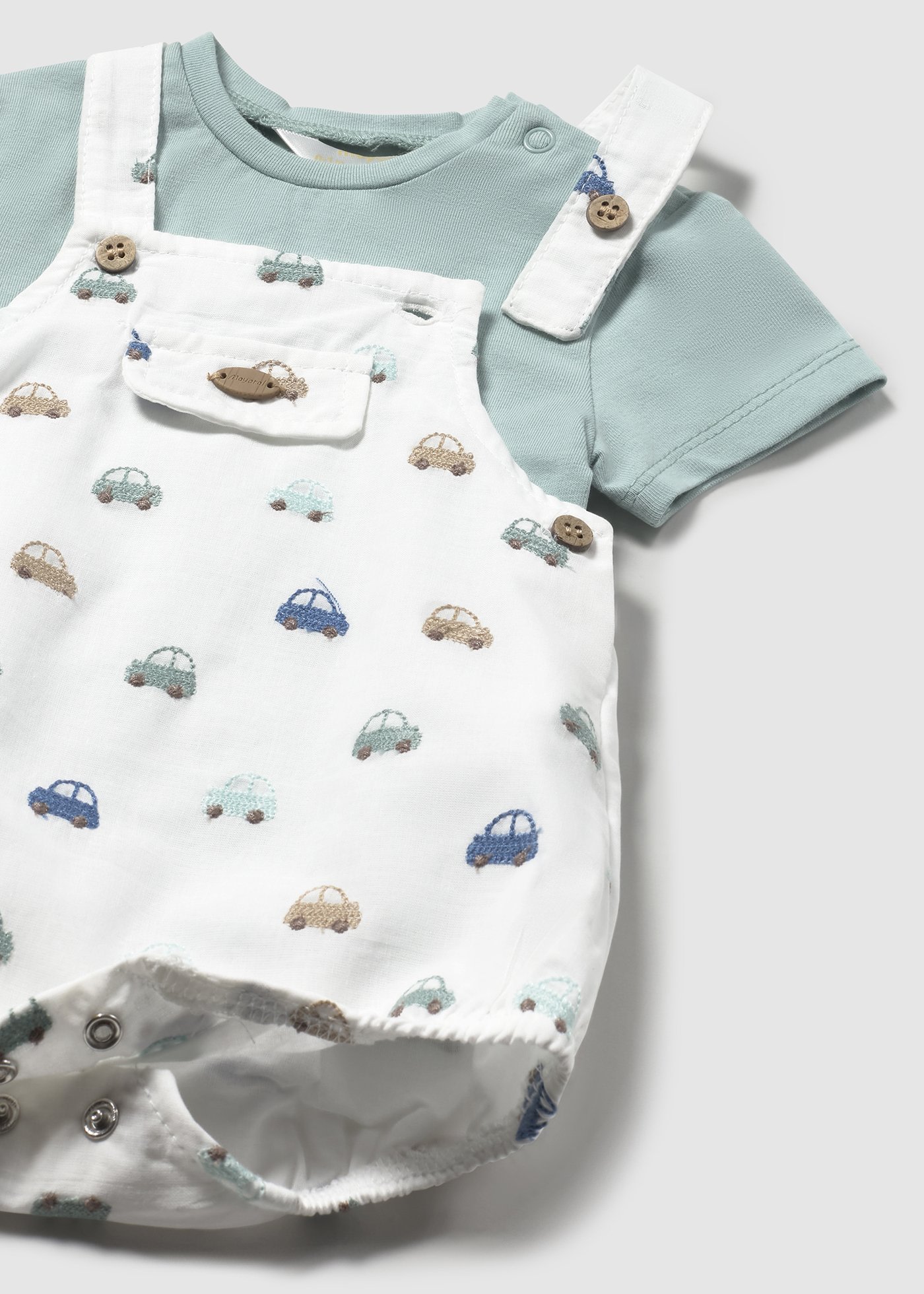 Newborn Embroidered Dungaree Set with T-Shirt