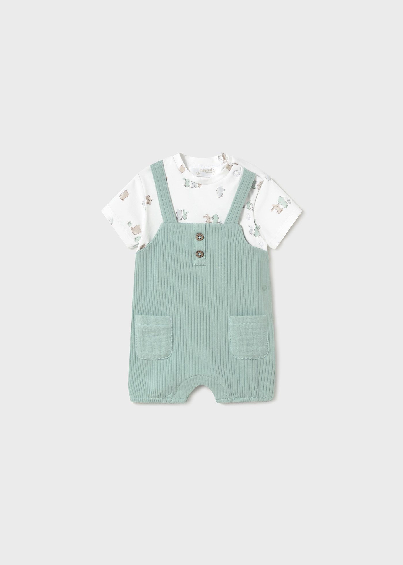 Newborn boy faux dungarees romper