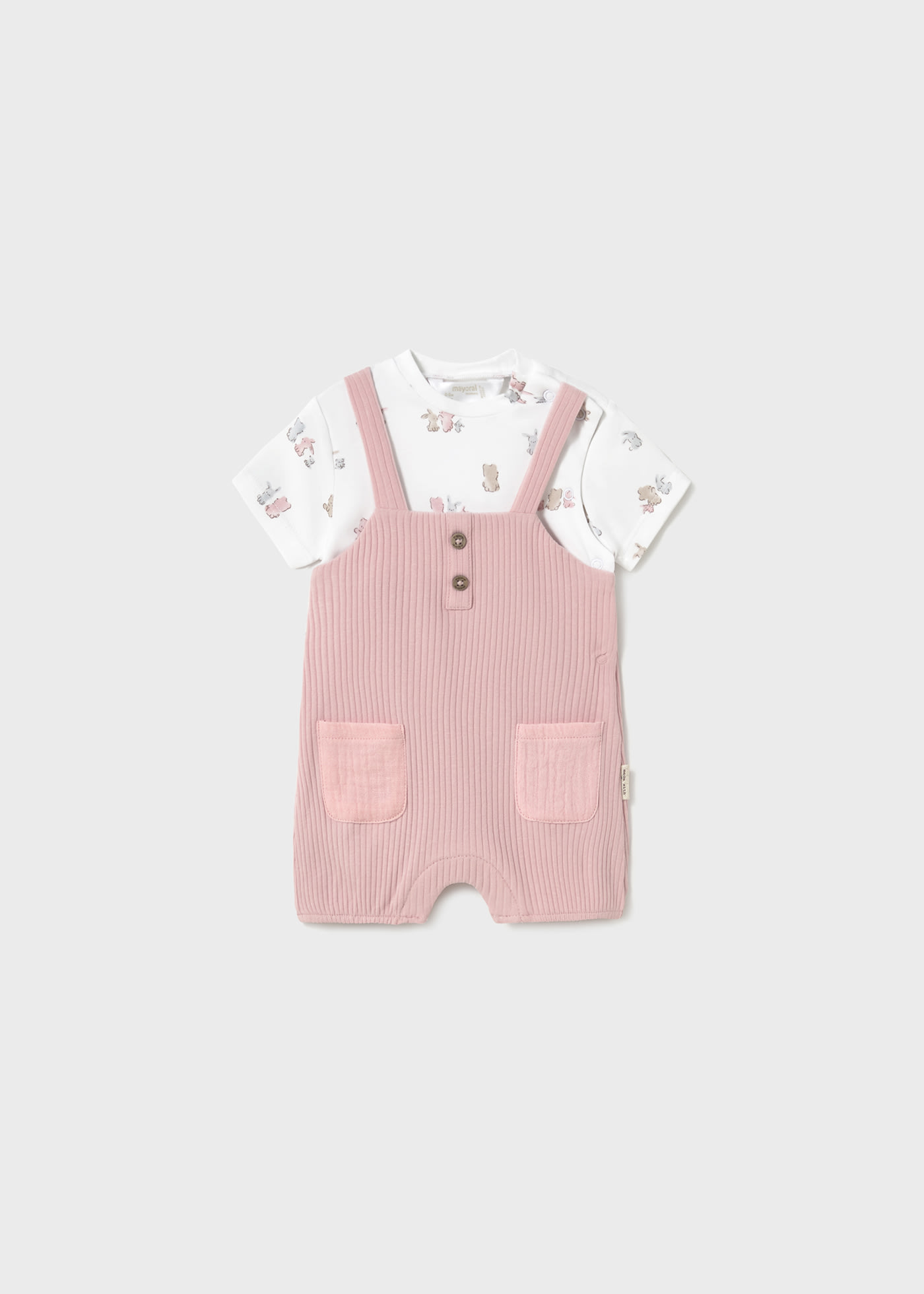 Newborn boy faux dungarees romper