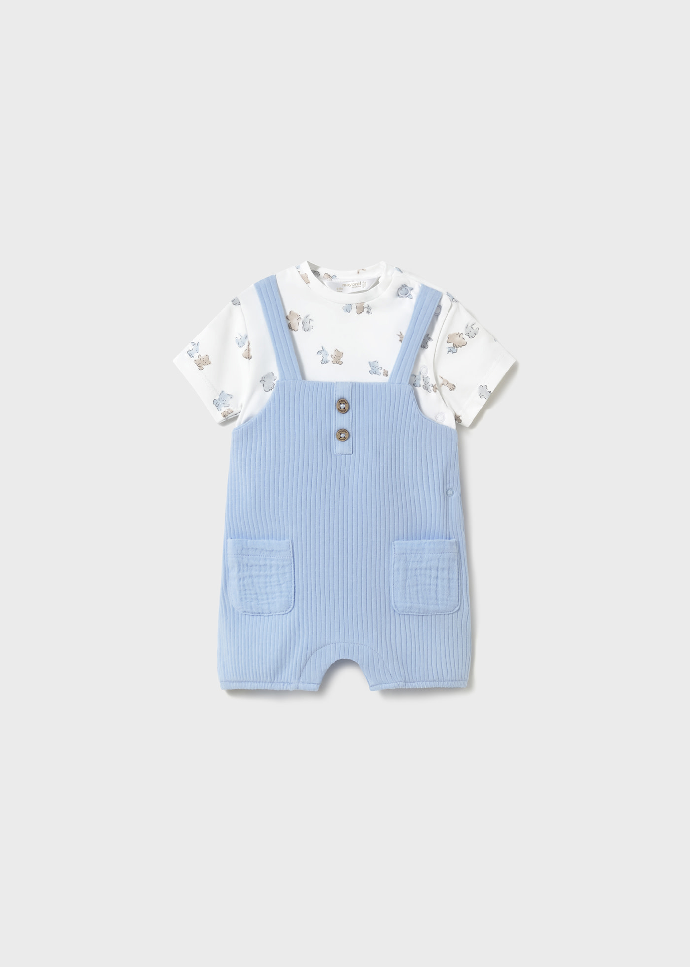 Newborn boy faux dungarees romper