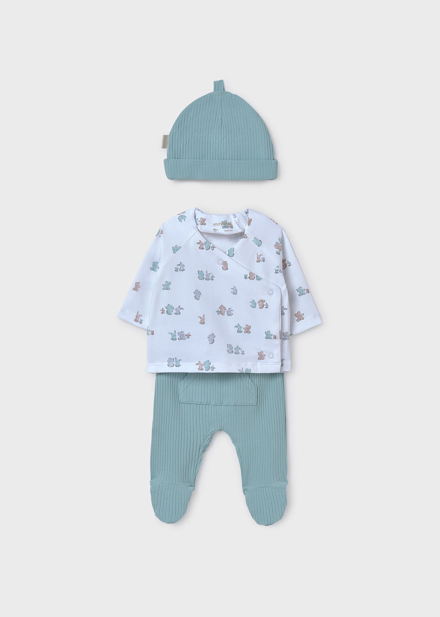 Set regalo 3 pezzi con cappellino neonato