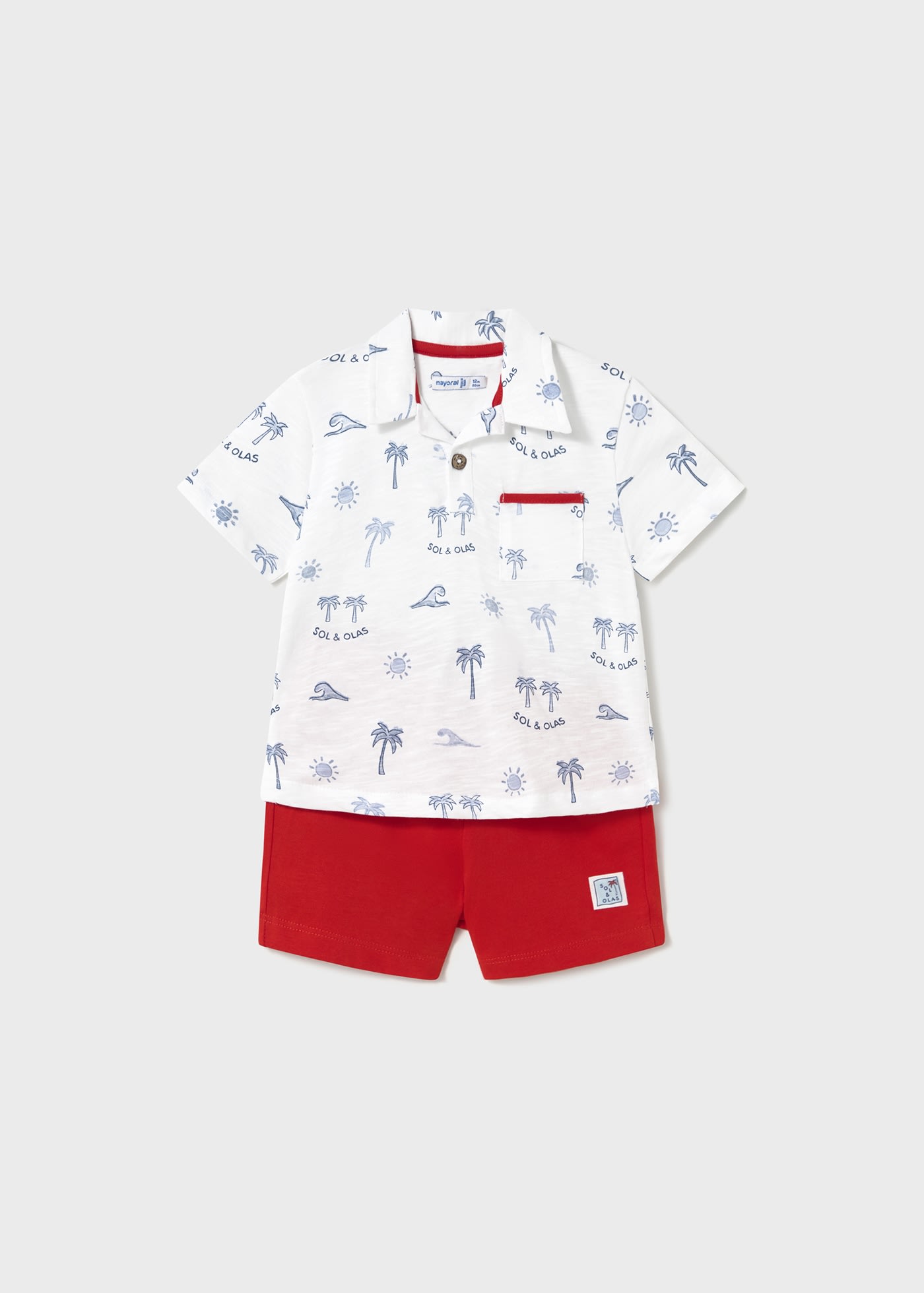 Completo pantaloncino e polo stampata neonato