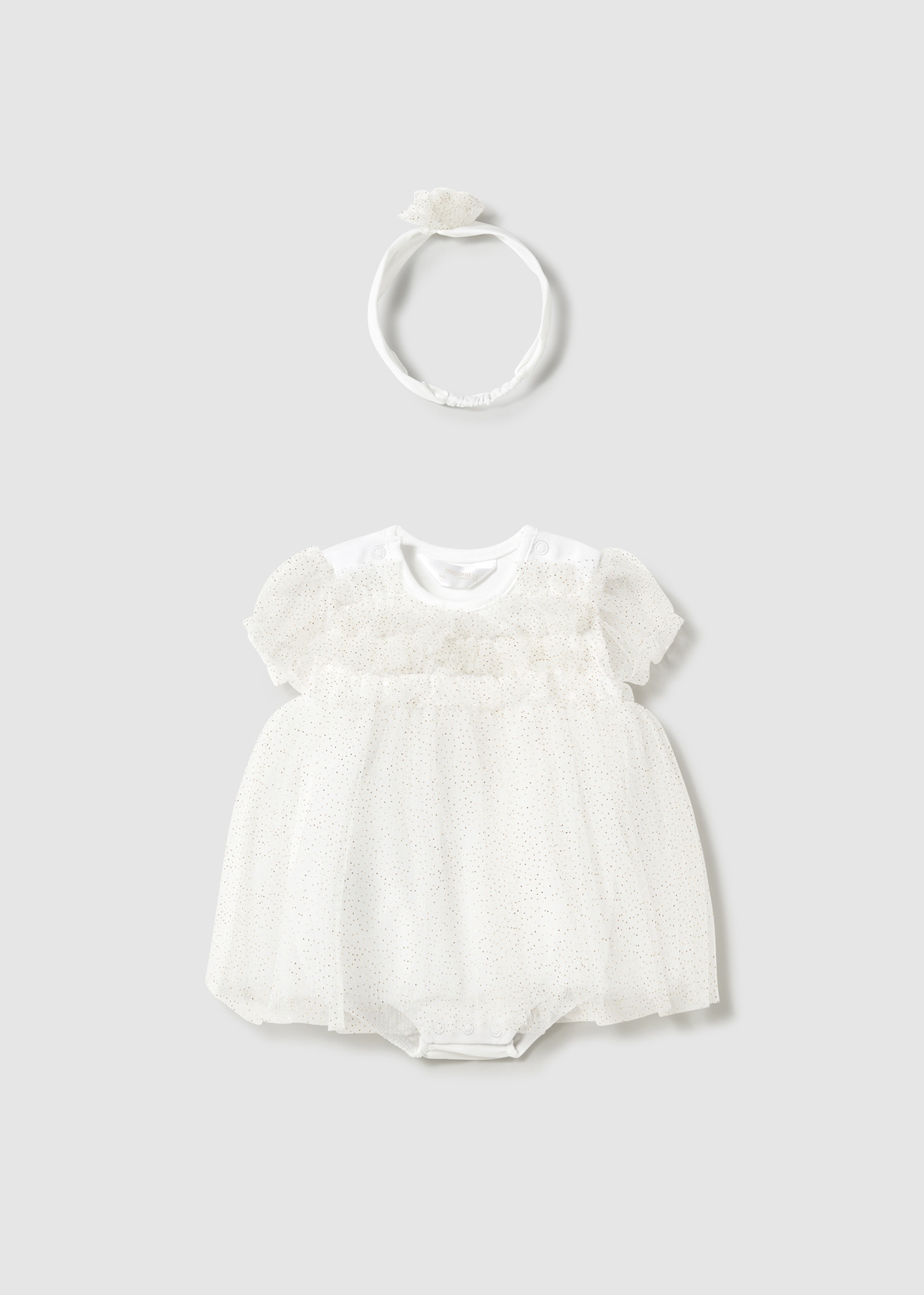 Newborn girl tulle romper with headband