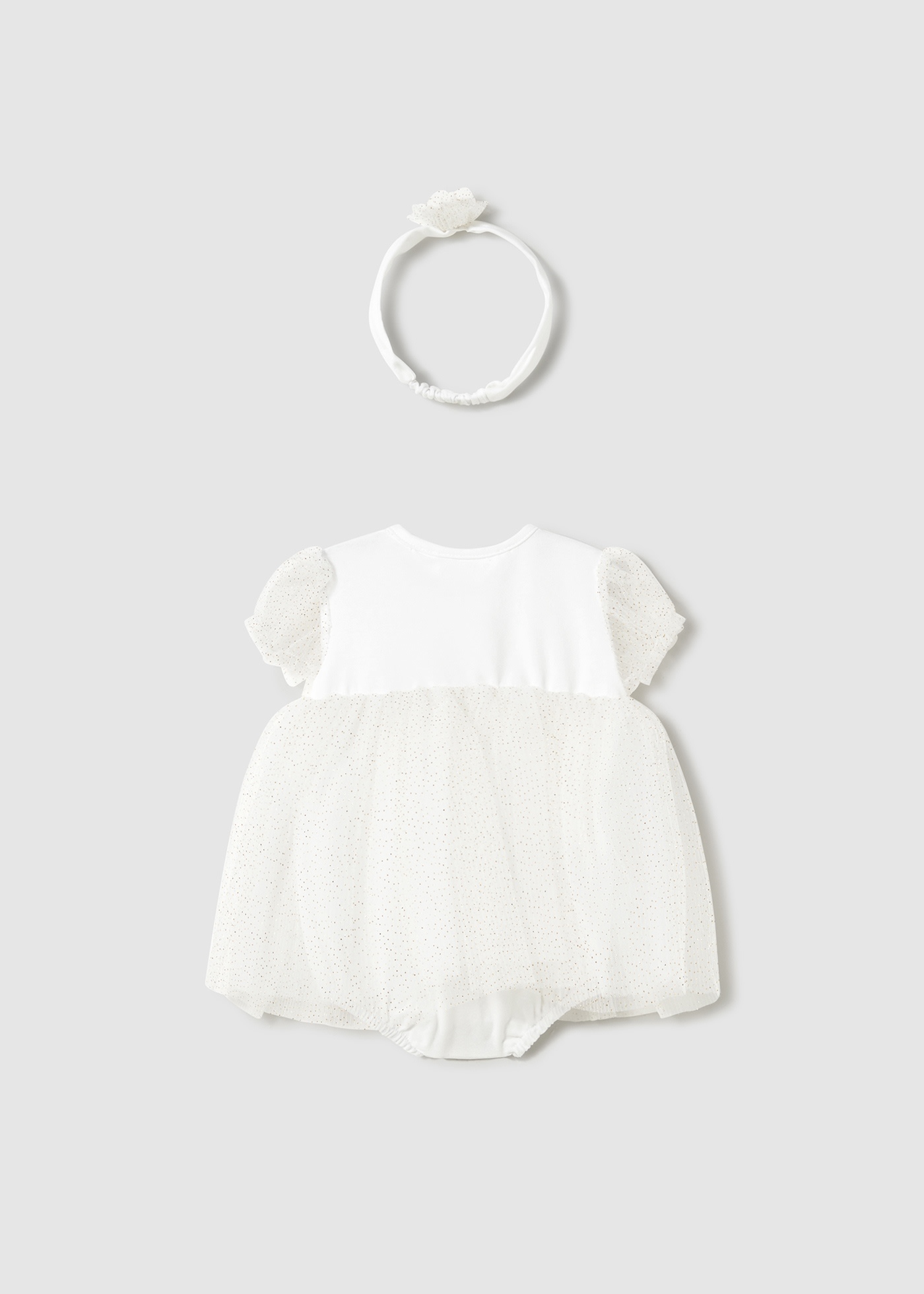 Newborn girl tulle romper with headband