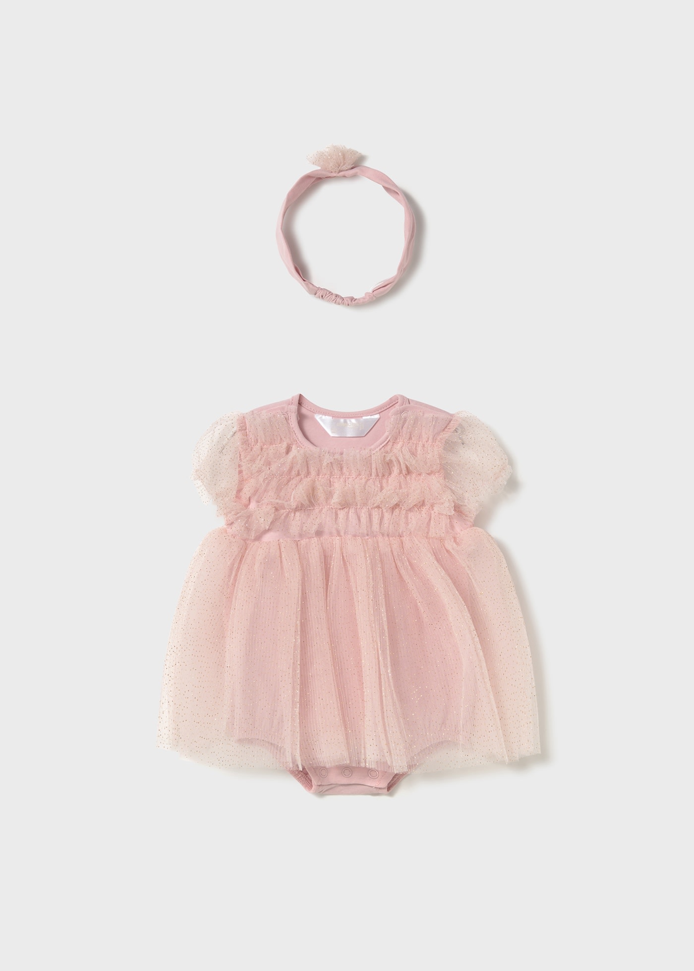 Pagliaccetto con fascia tulle neonata