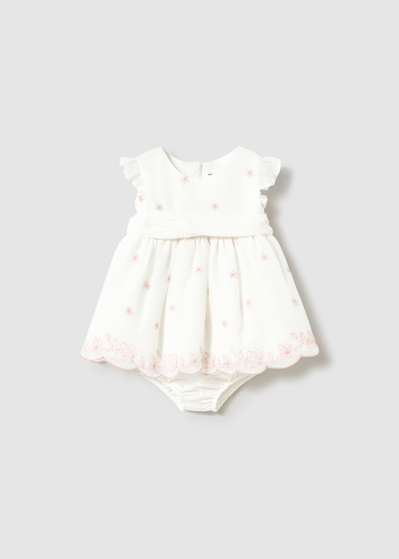 Vestido com tapa fralda cerimónia recém nascida