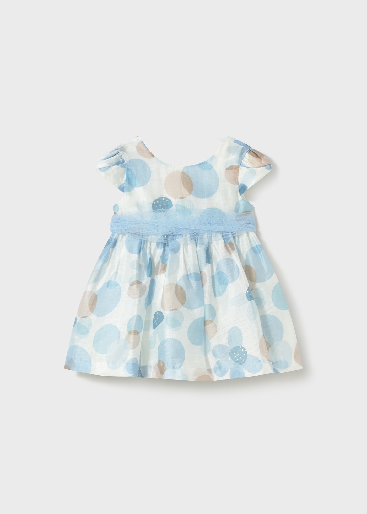 Baby print dress with tulle sash