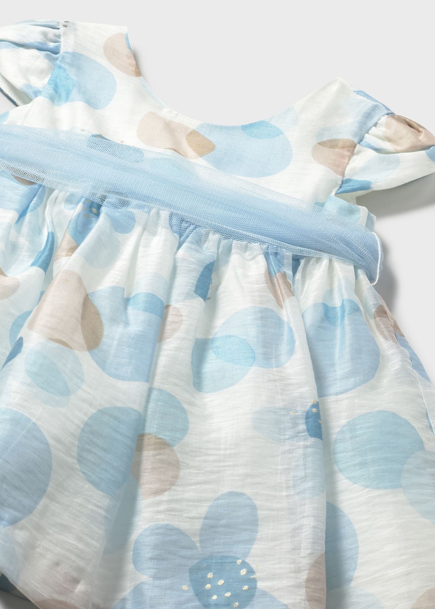 Baby print dress with tulle sash