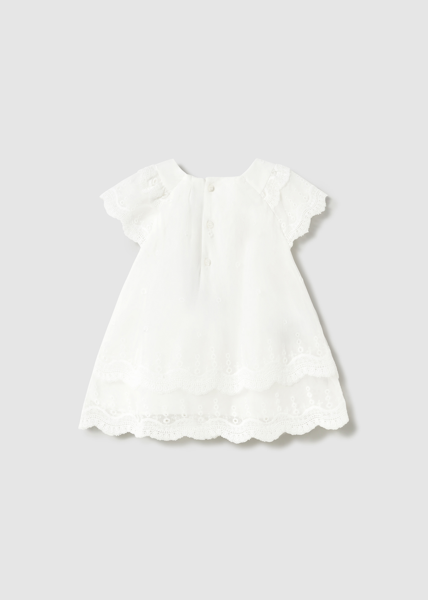 Baby Embroidered Tulle Dress with Ruffles