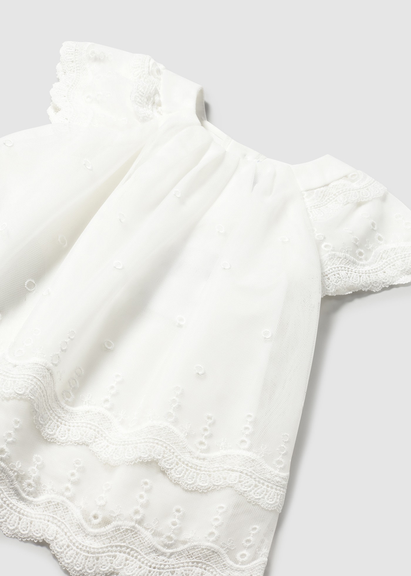 Vestito tulle ricamo volant neonata