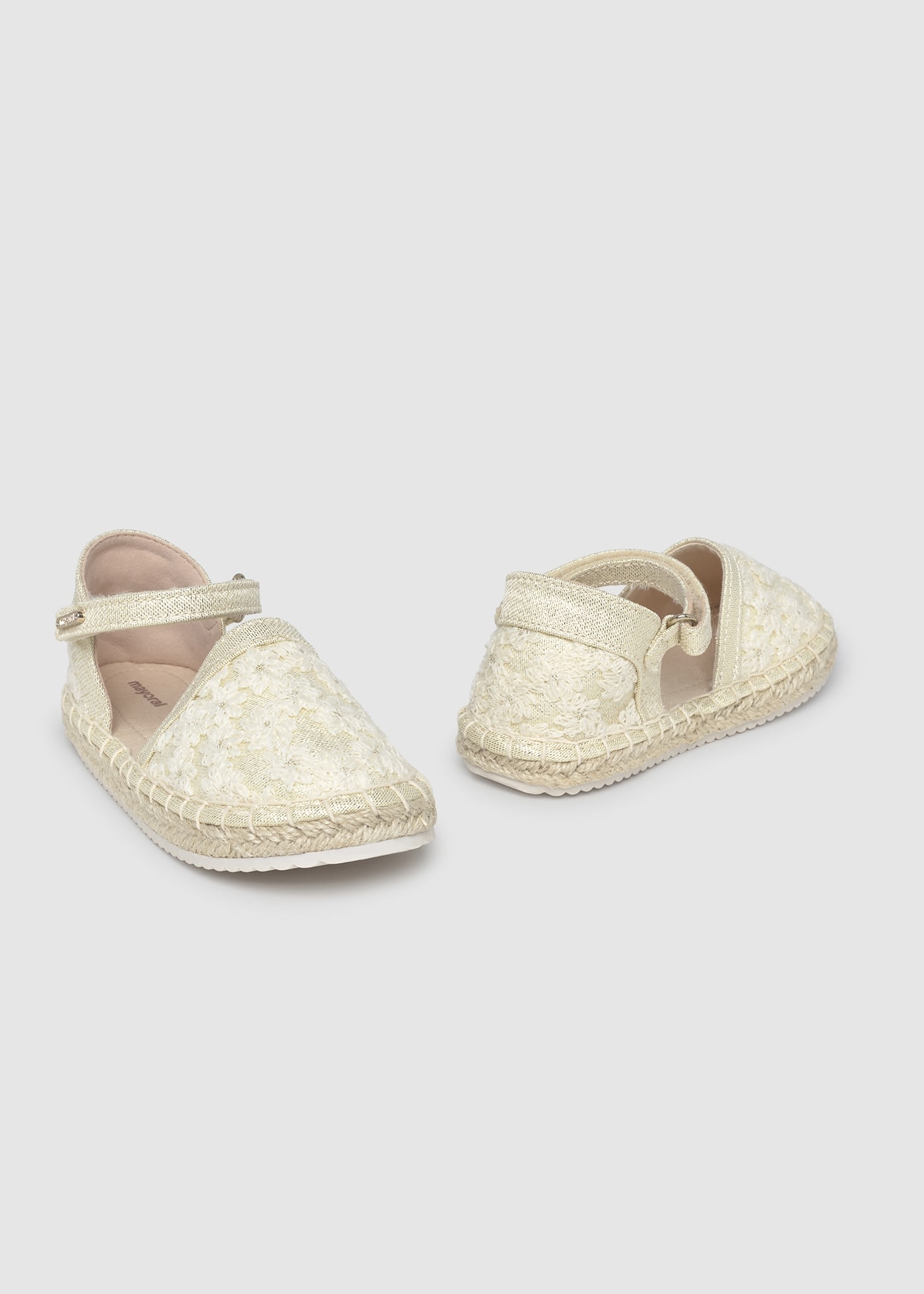 Espadrile metalizate flori bebe