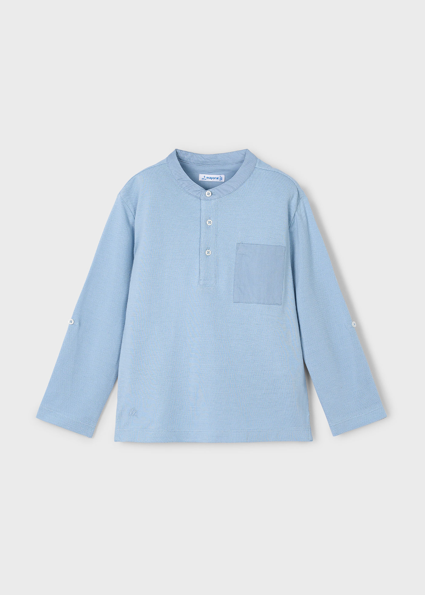 Boy Long Sleeve Mandarin Collar Polo