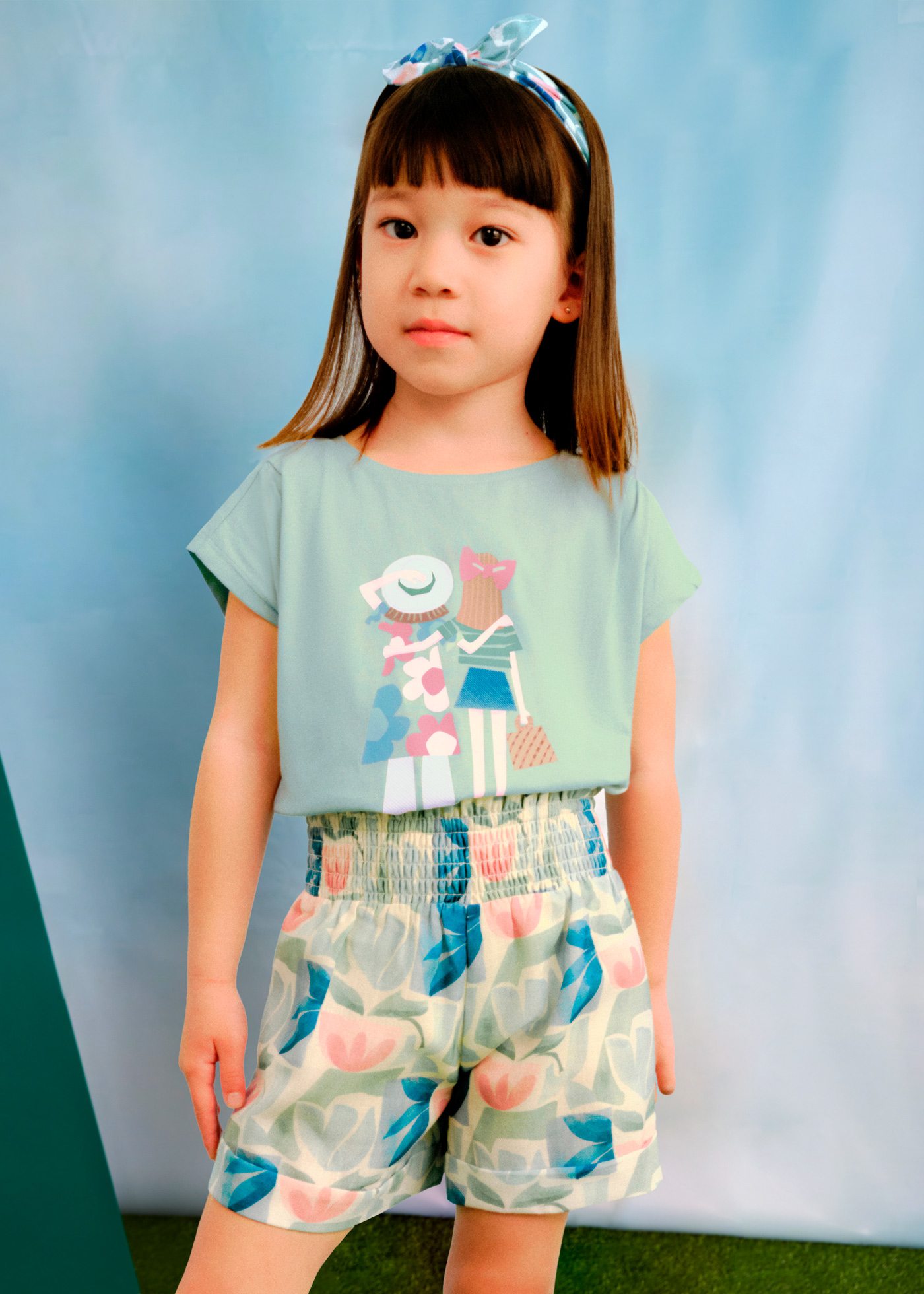 Maglietta con fascia stampata bambina