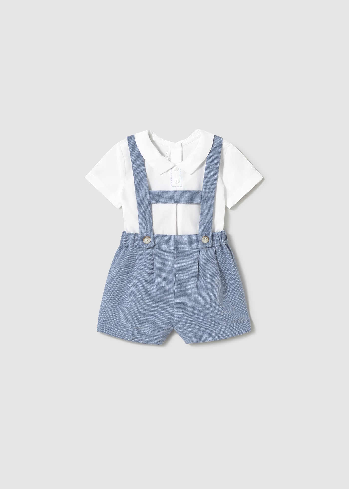 Set pantaloni scurti si camasa cu guler nou-nascut