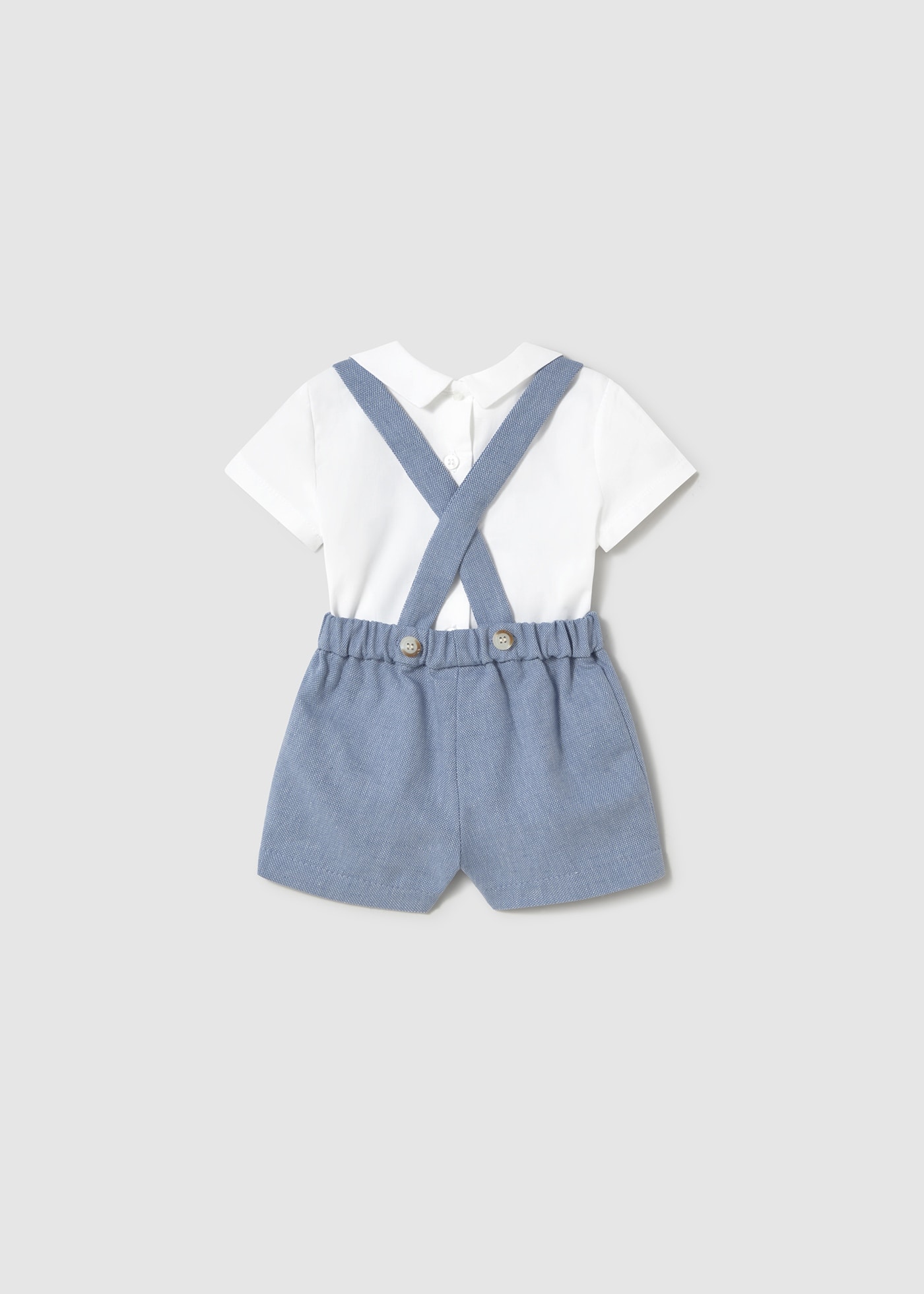 Set pantaloni scurti si camasa cu guler nou-nascut