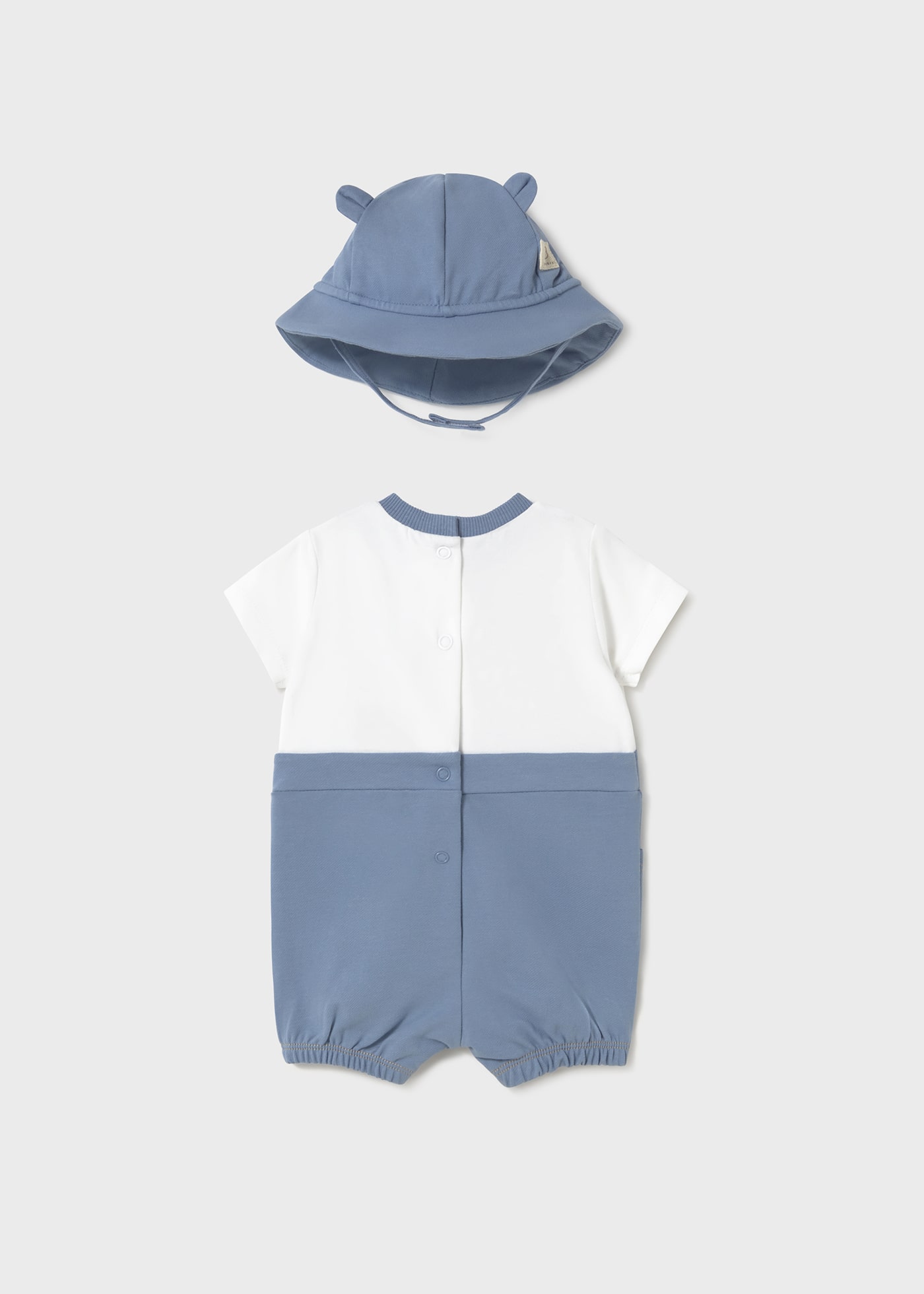 Pagliaccetto finta salopette con cappello neonato