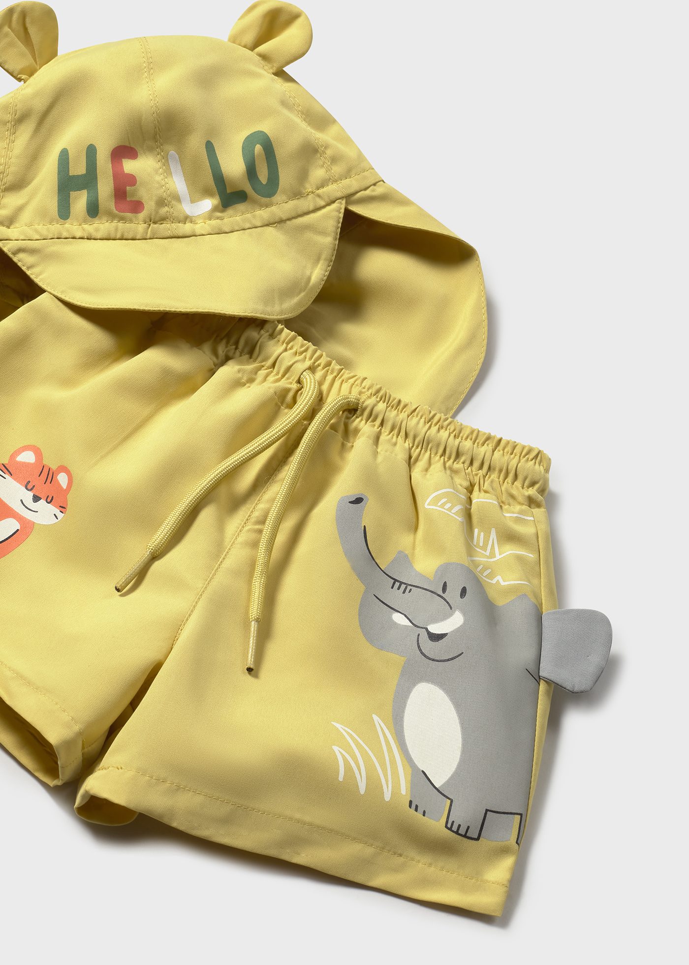 Conjunto traje de baño y gorra interactivos protección solar bebé