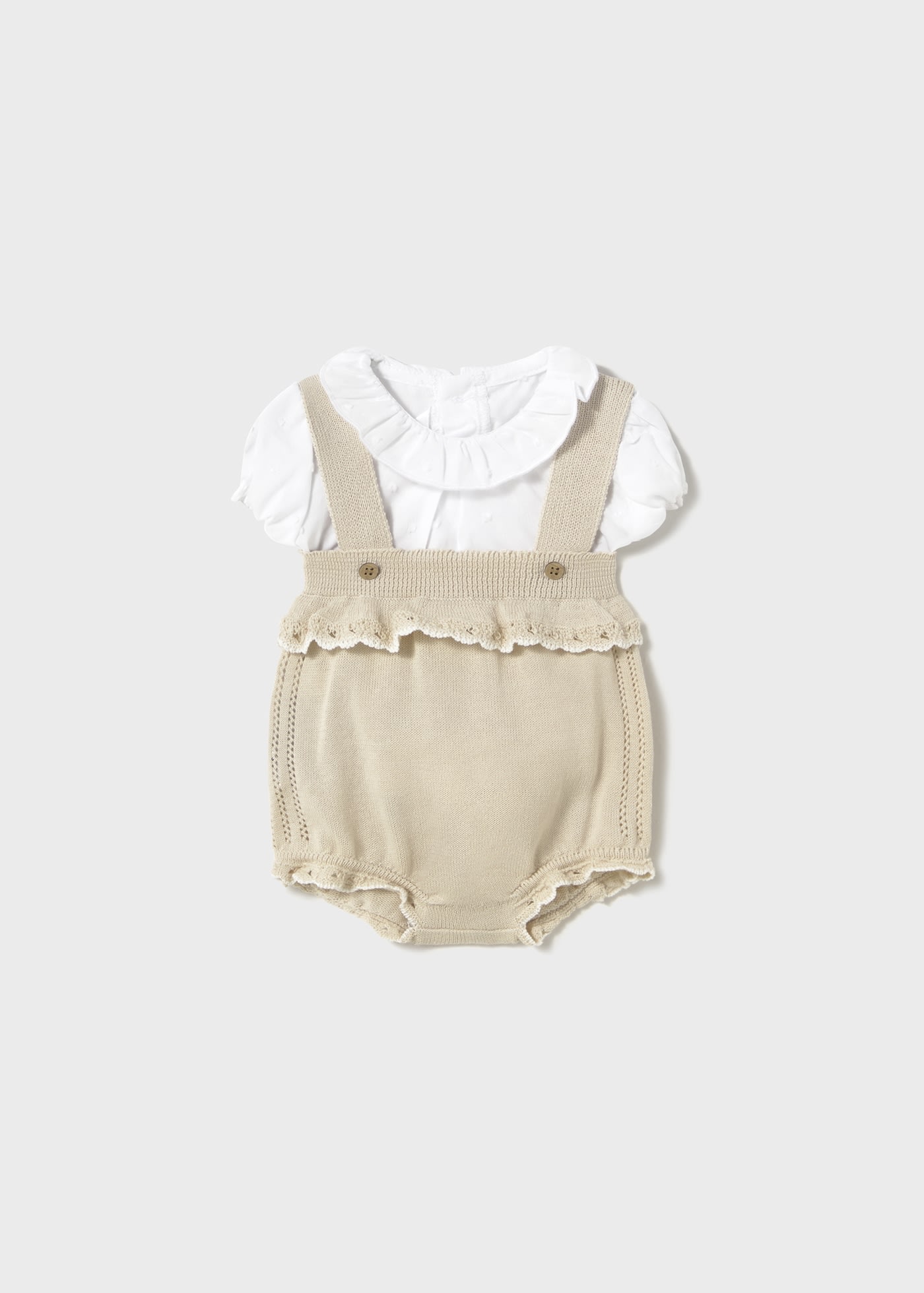 Set salopeta tricot si bluza nou-nascut