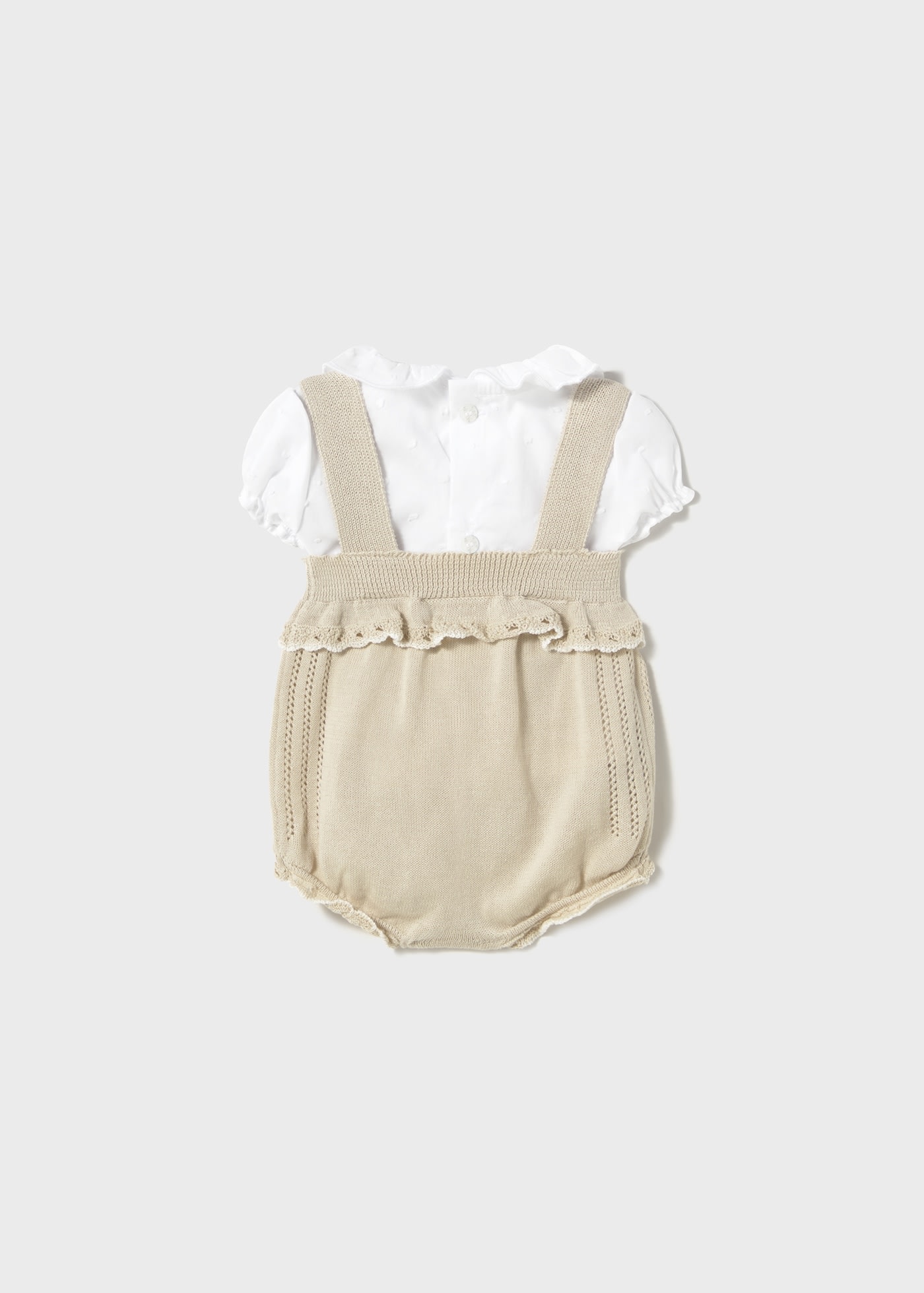 Set salopeta tricot si bluza nou-nascut