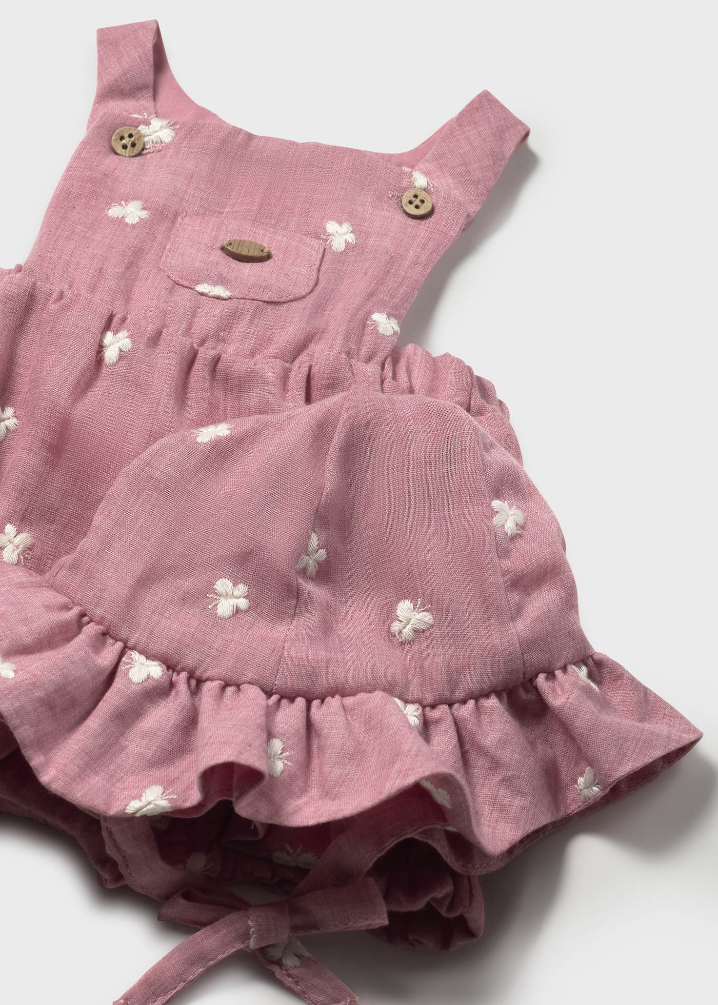 Newborn girl embroidered dungarees with bonnet