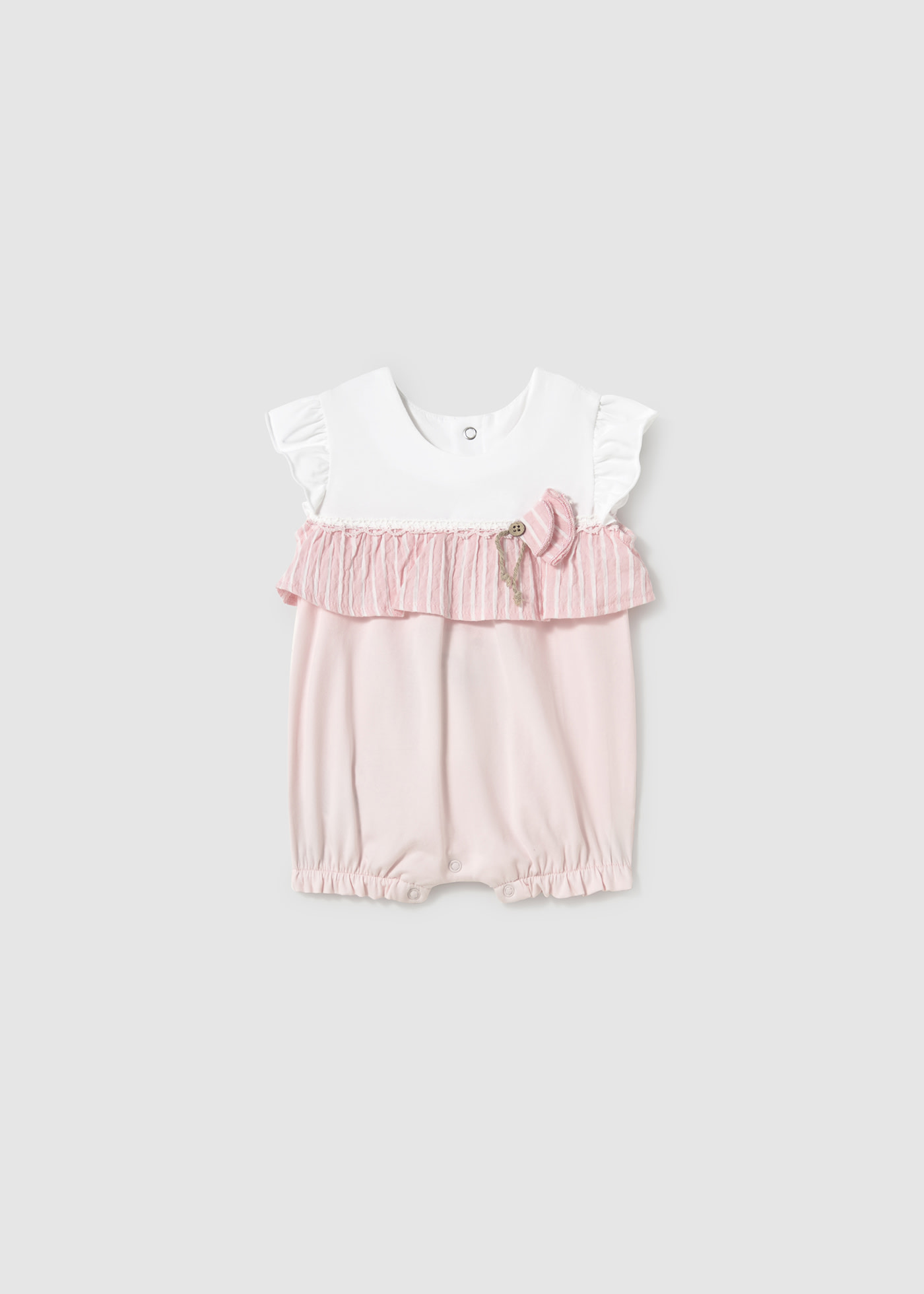 Newborn girl stripe detail romper