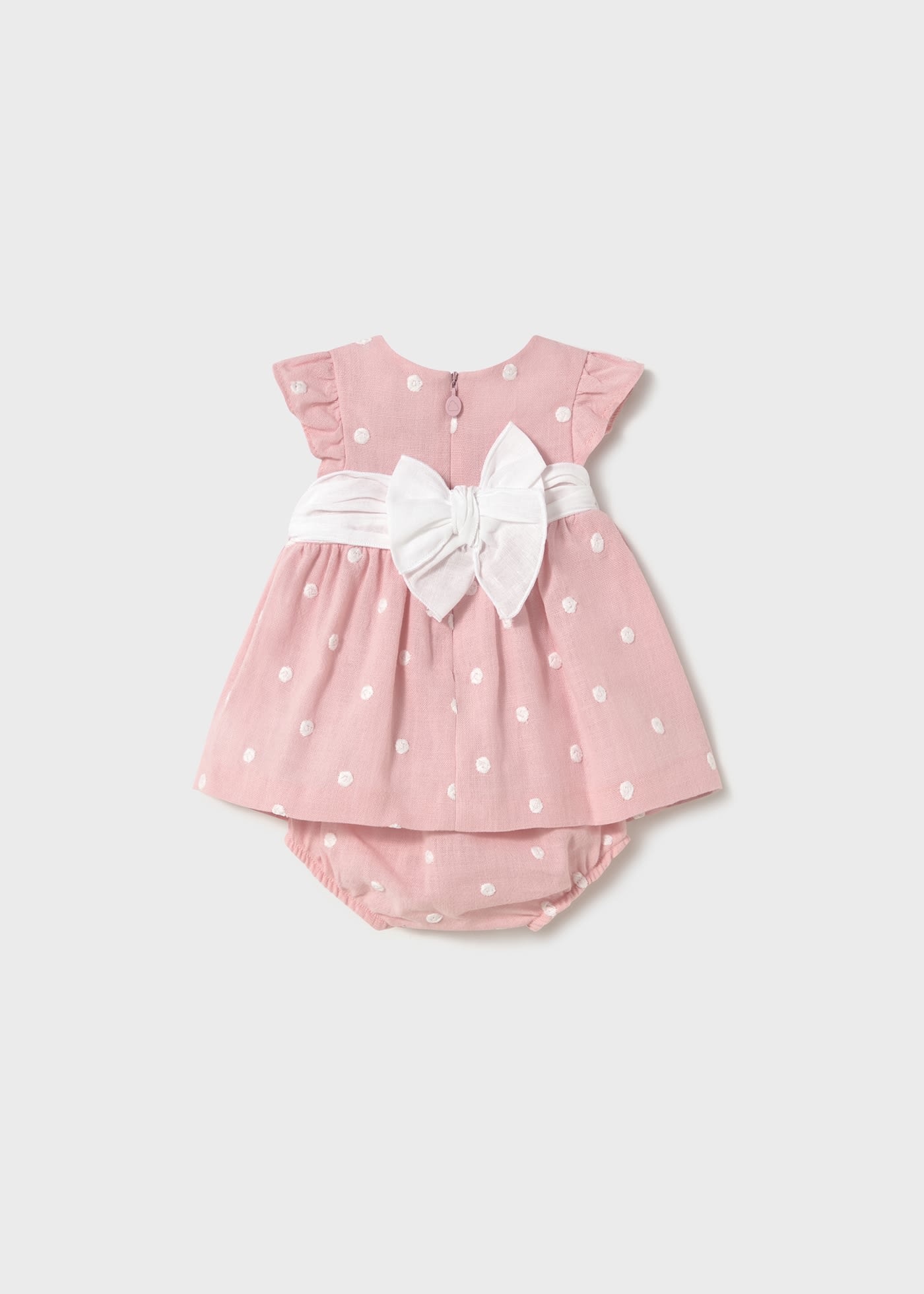 Newborn girl embroidered dress with nappy cover