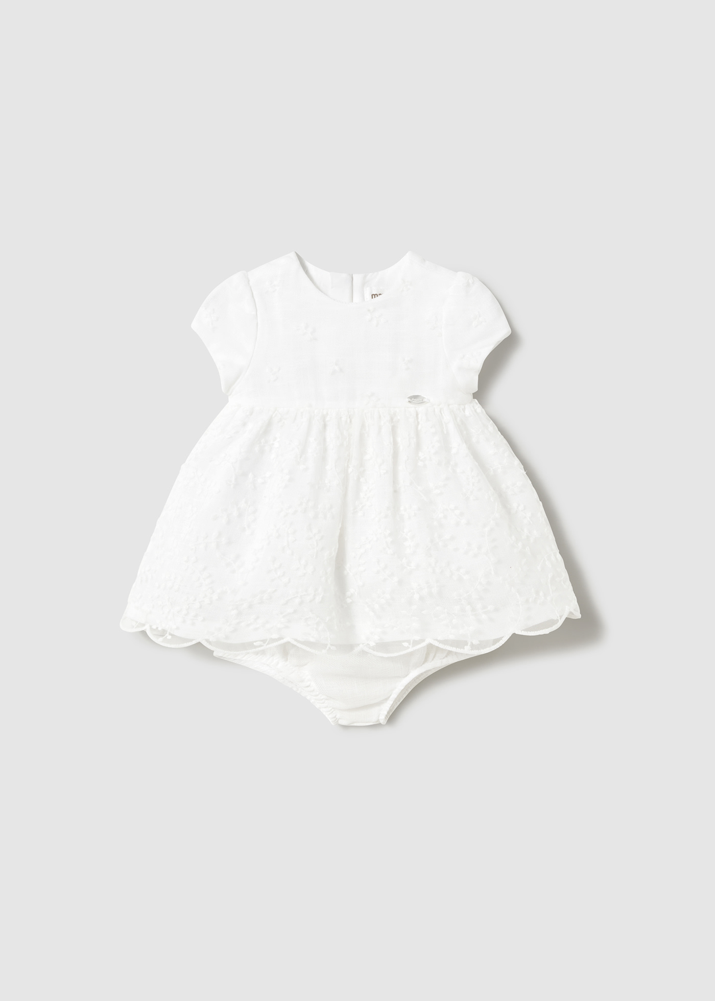 Newborn girl embroidered tulle dress with nappy cover