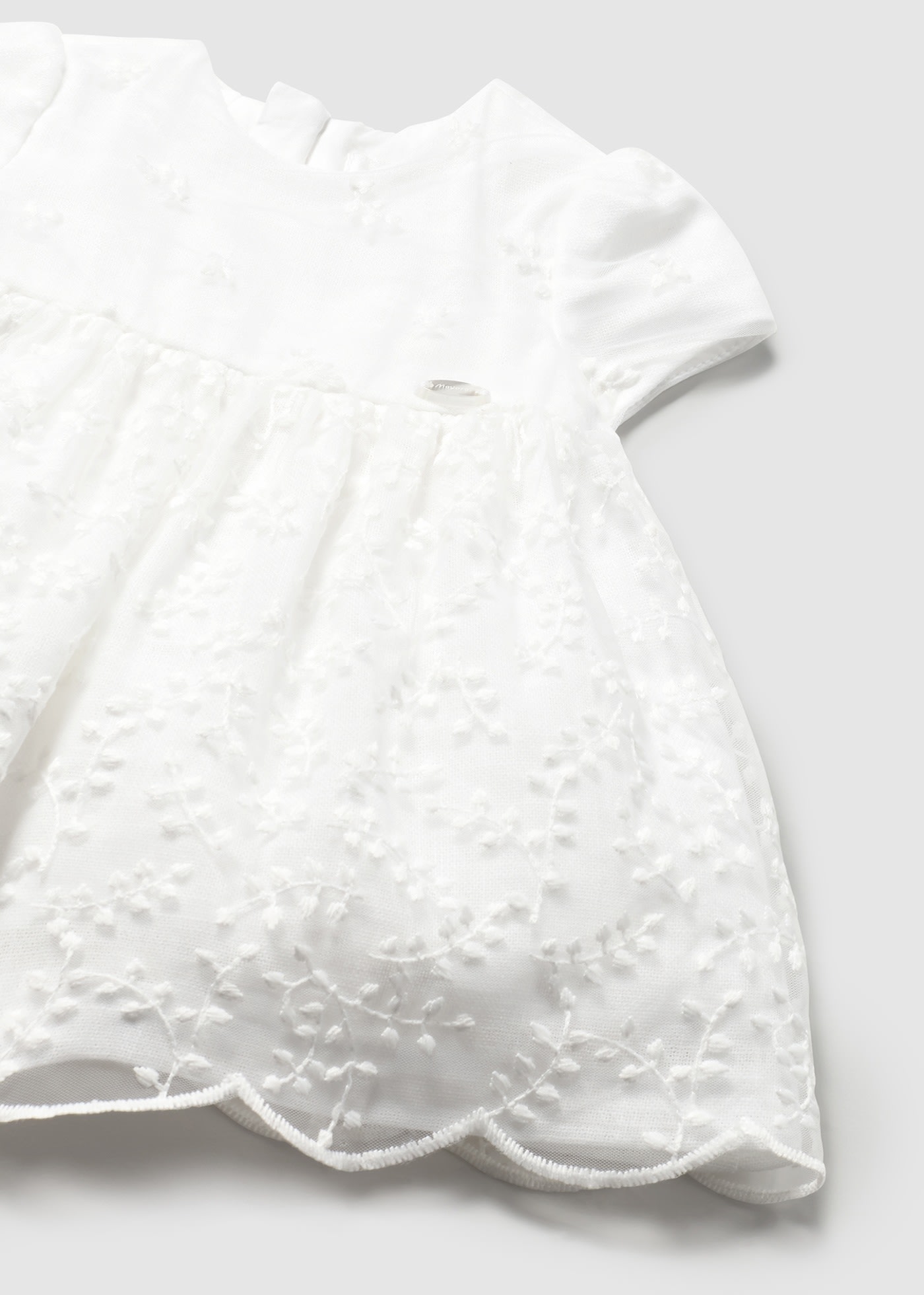 Newborn girl embroidered tulle dress with nappy cover