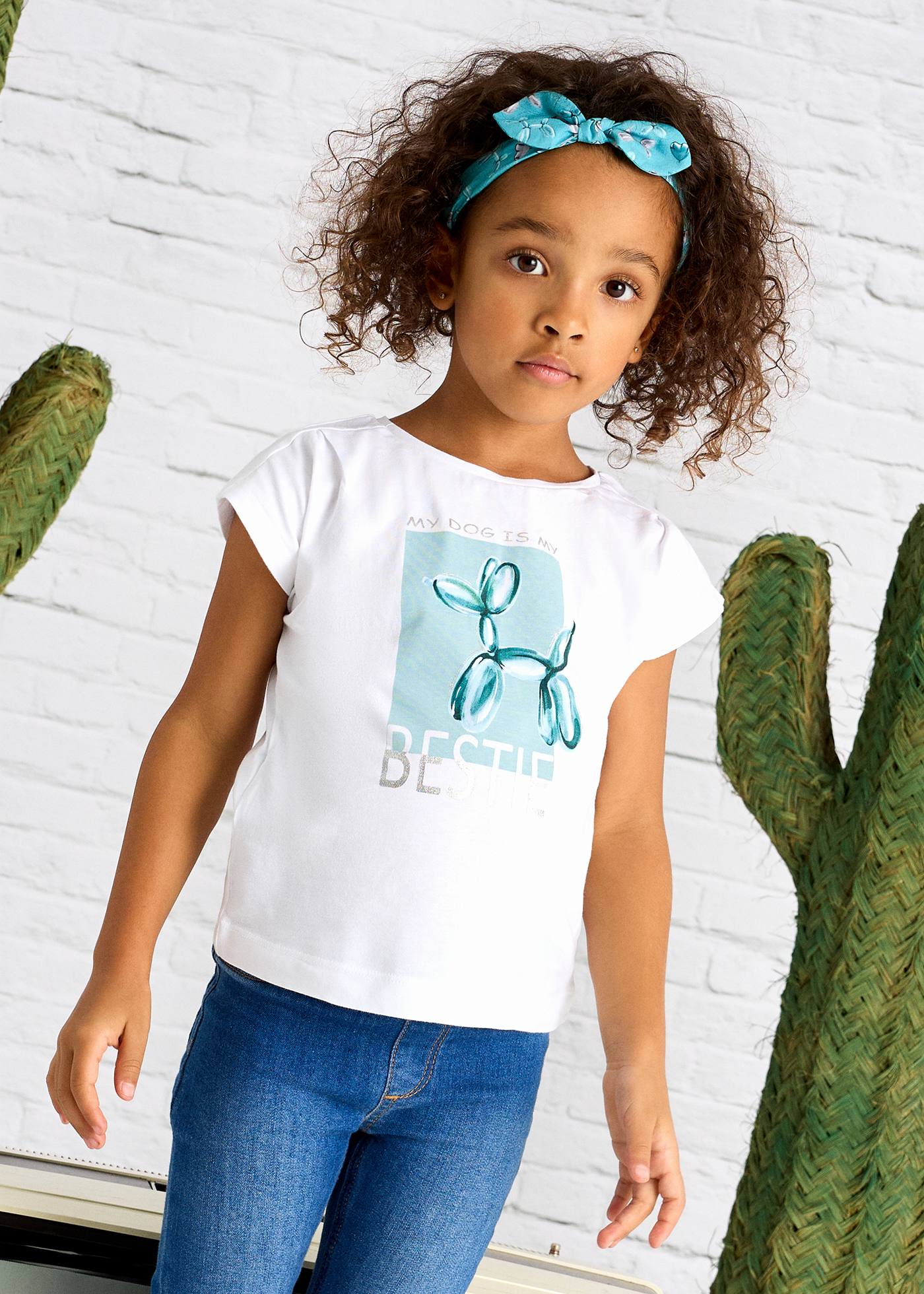 Playera con diadema estampada niña