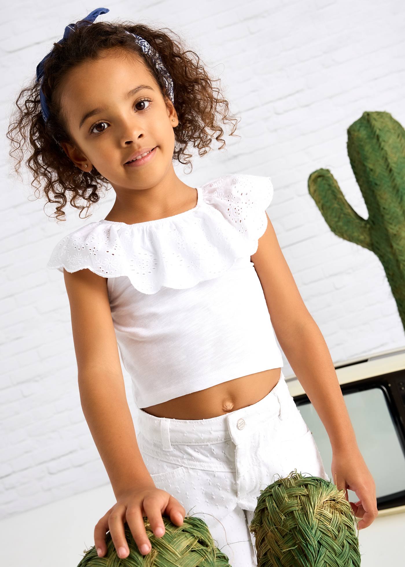 Girl Eyelet Ruffle T-Shirt