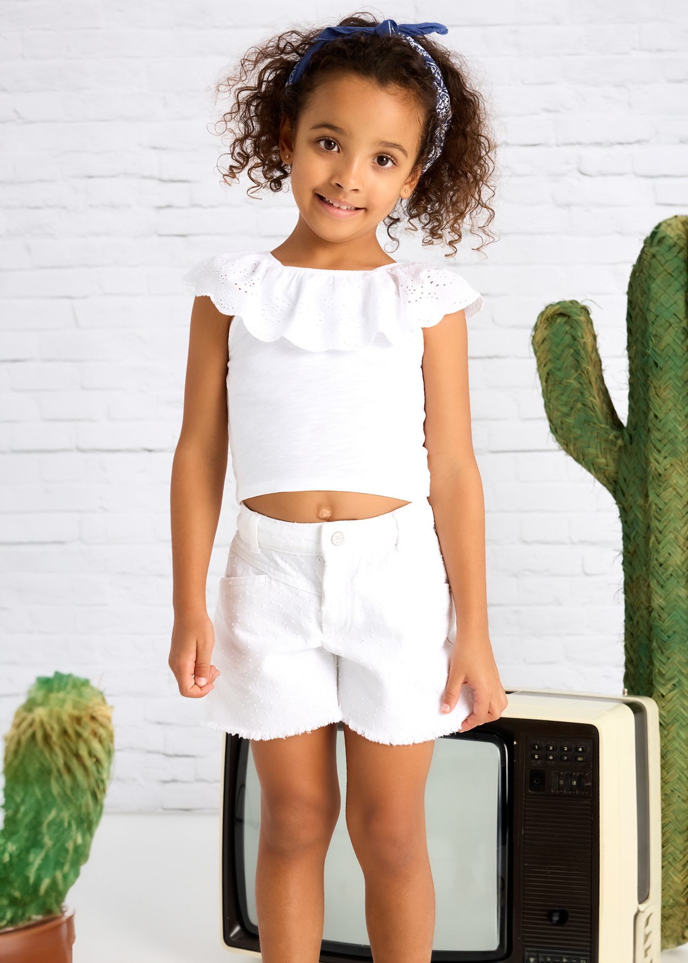 Girl Eyelet Ruffle T-Shirt