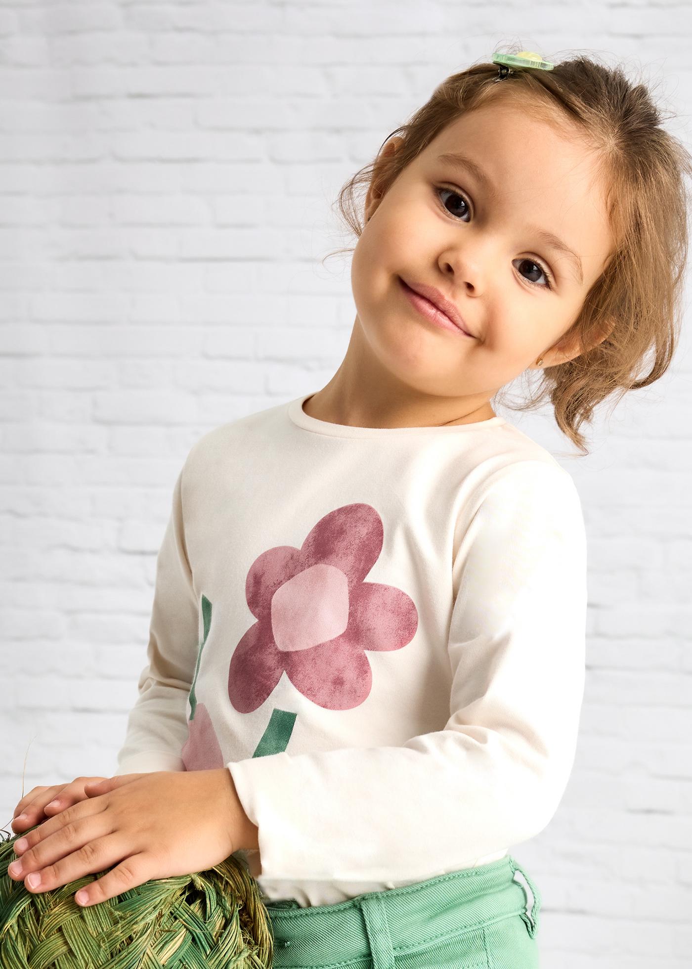 Maglietta manica lunga fiori bambina