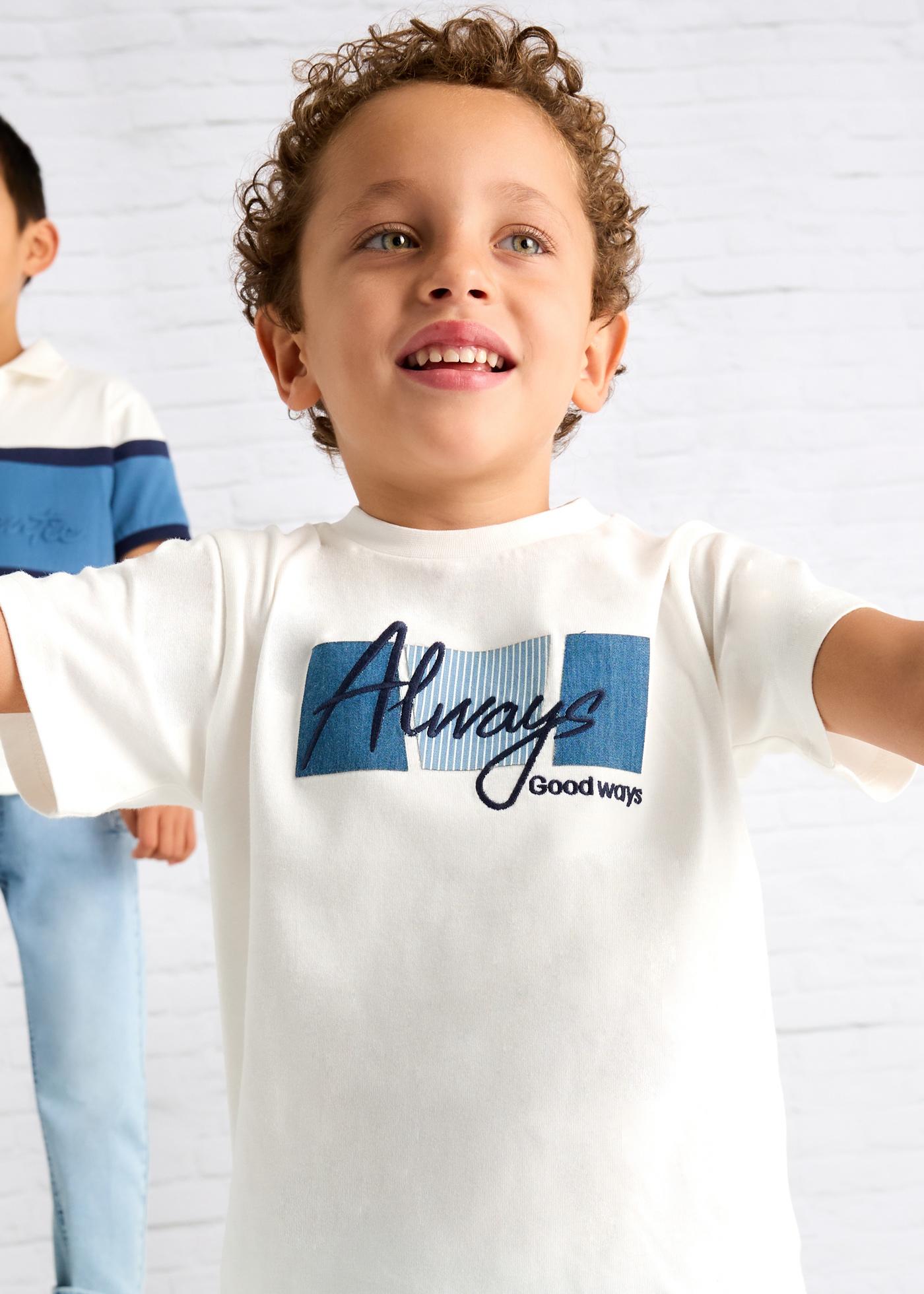 Boy T-Shirt with Text Appliqué