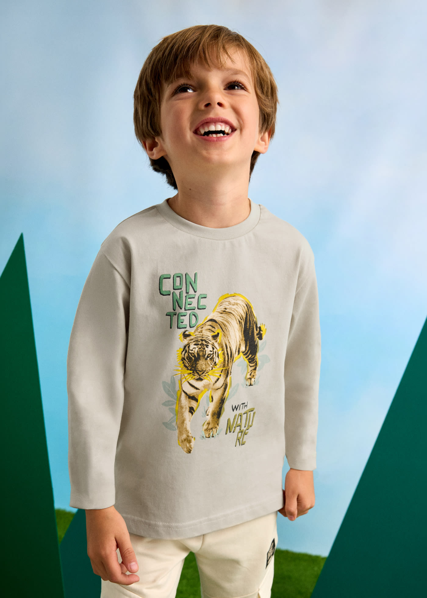 Camiseta manga larga tigre niño