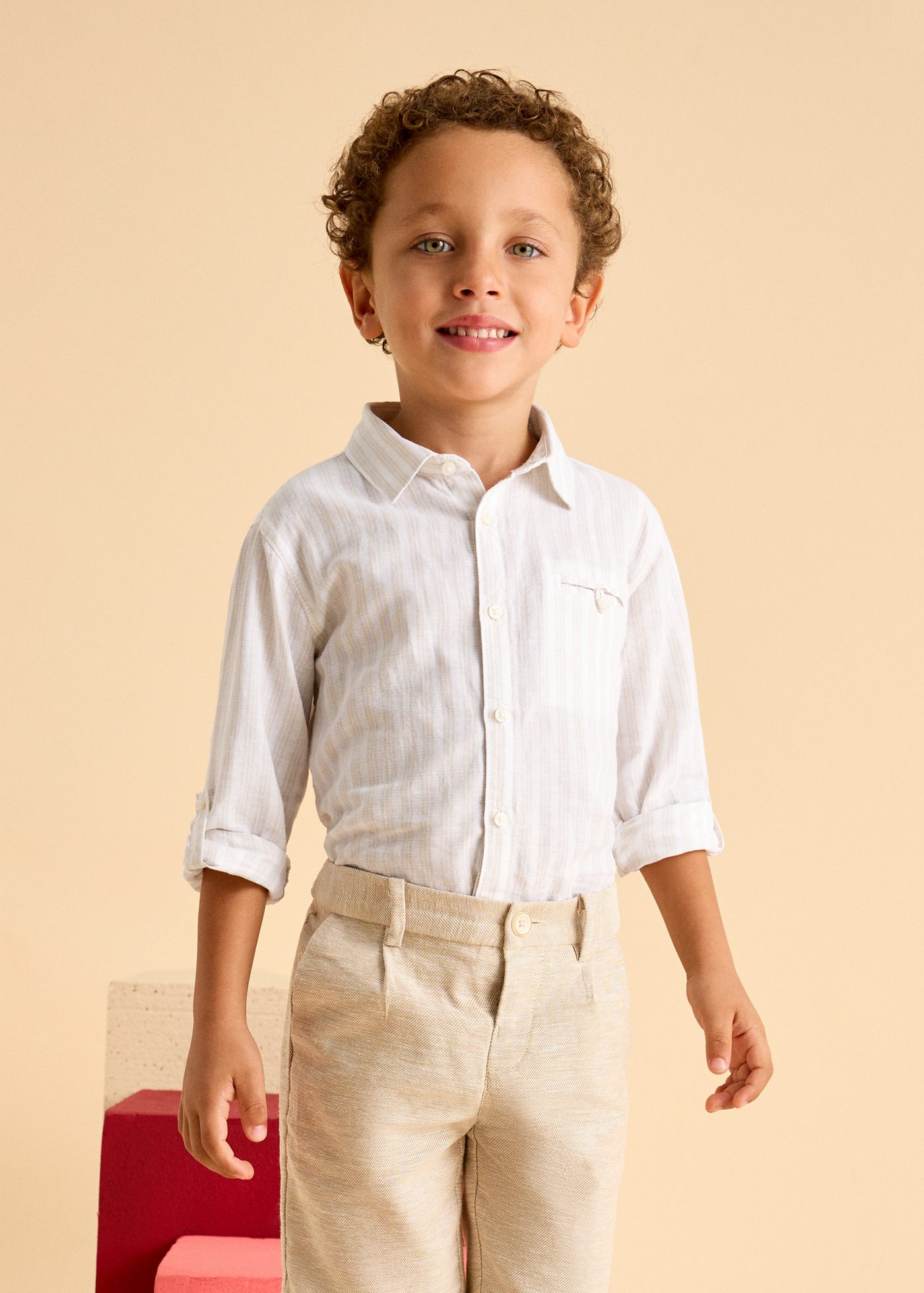 Camisa manga comprida com linho menino