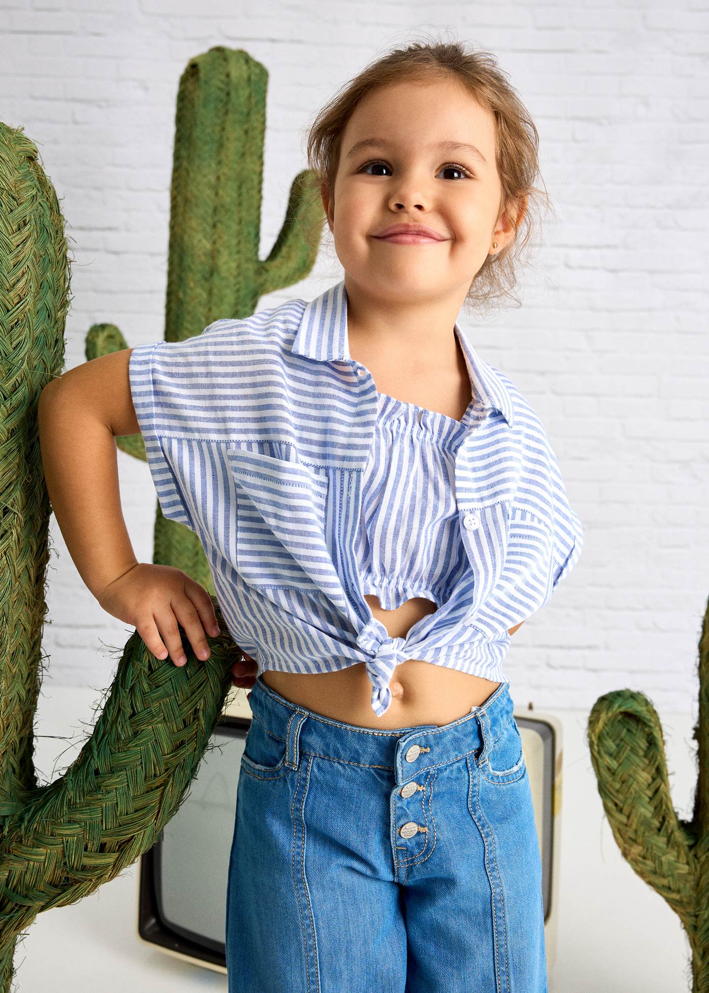 Blusa con top righe bambina