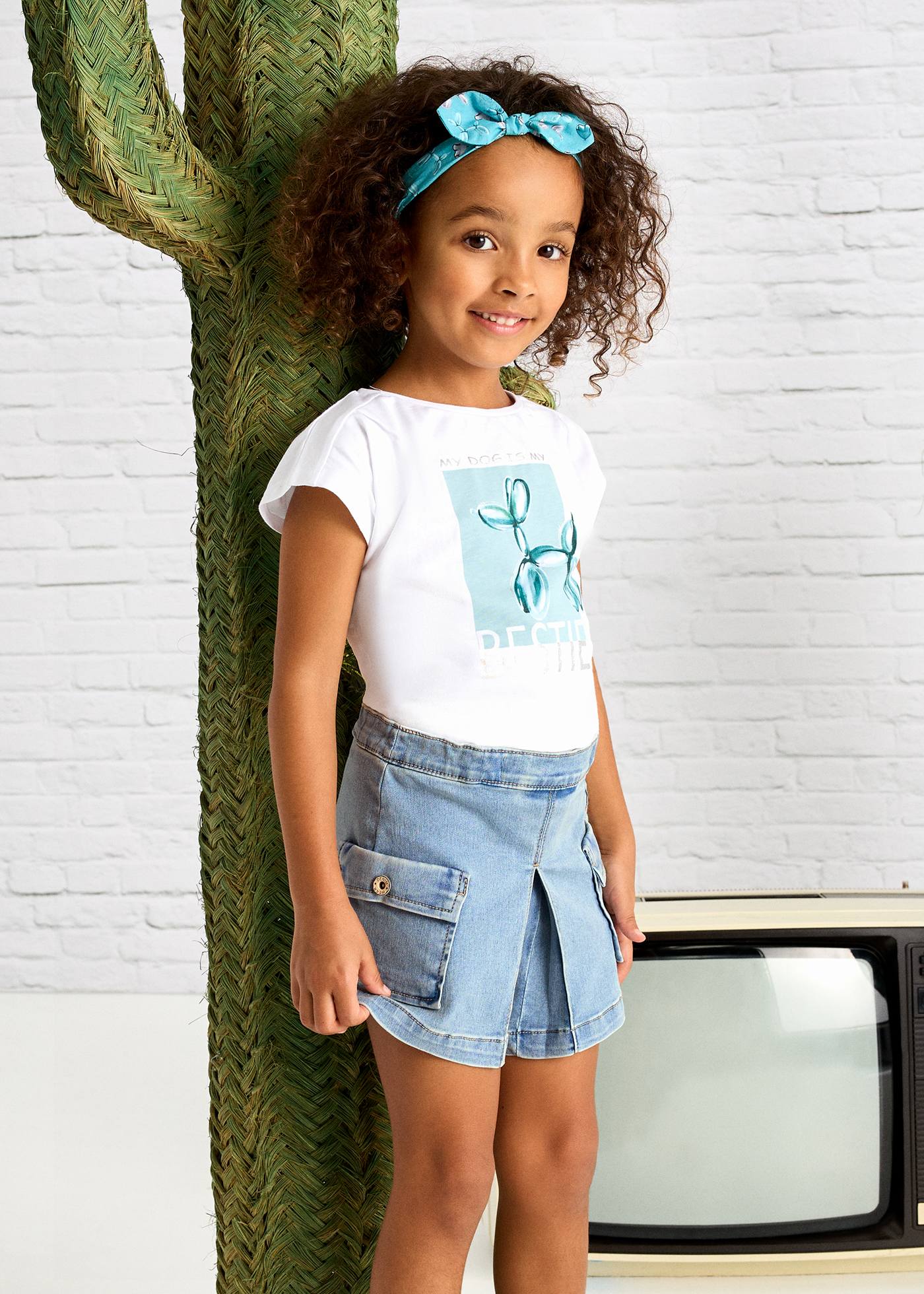 Pantalón corto vaquero cargo niña