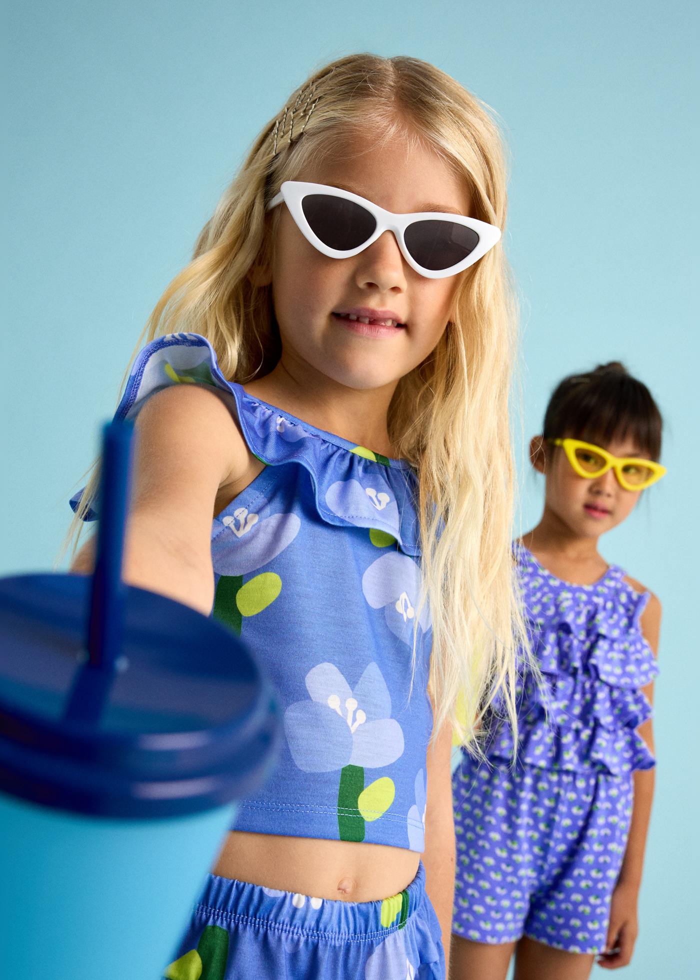Conjunto short y playera flores niña