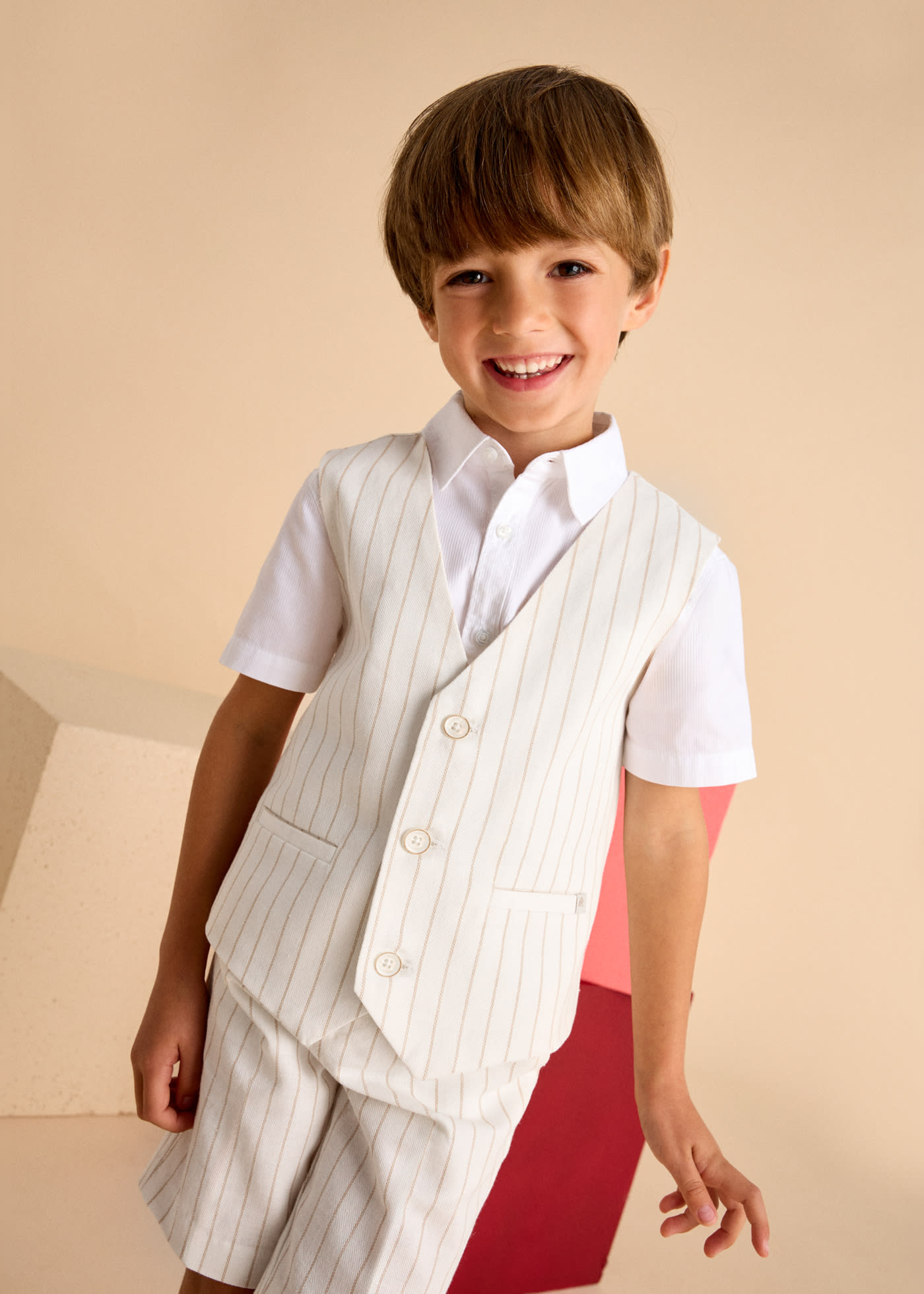 Boy Linen Suit Vest