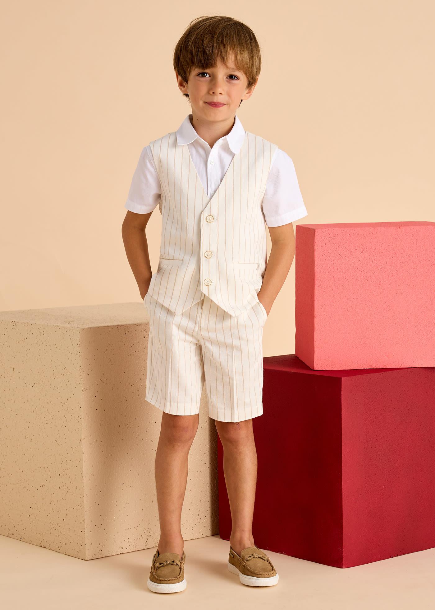 Boy Linen Suit Vest