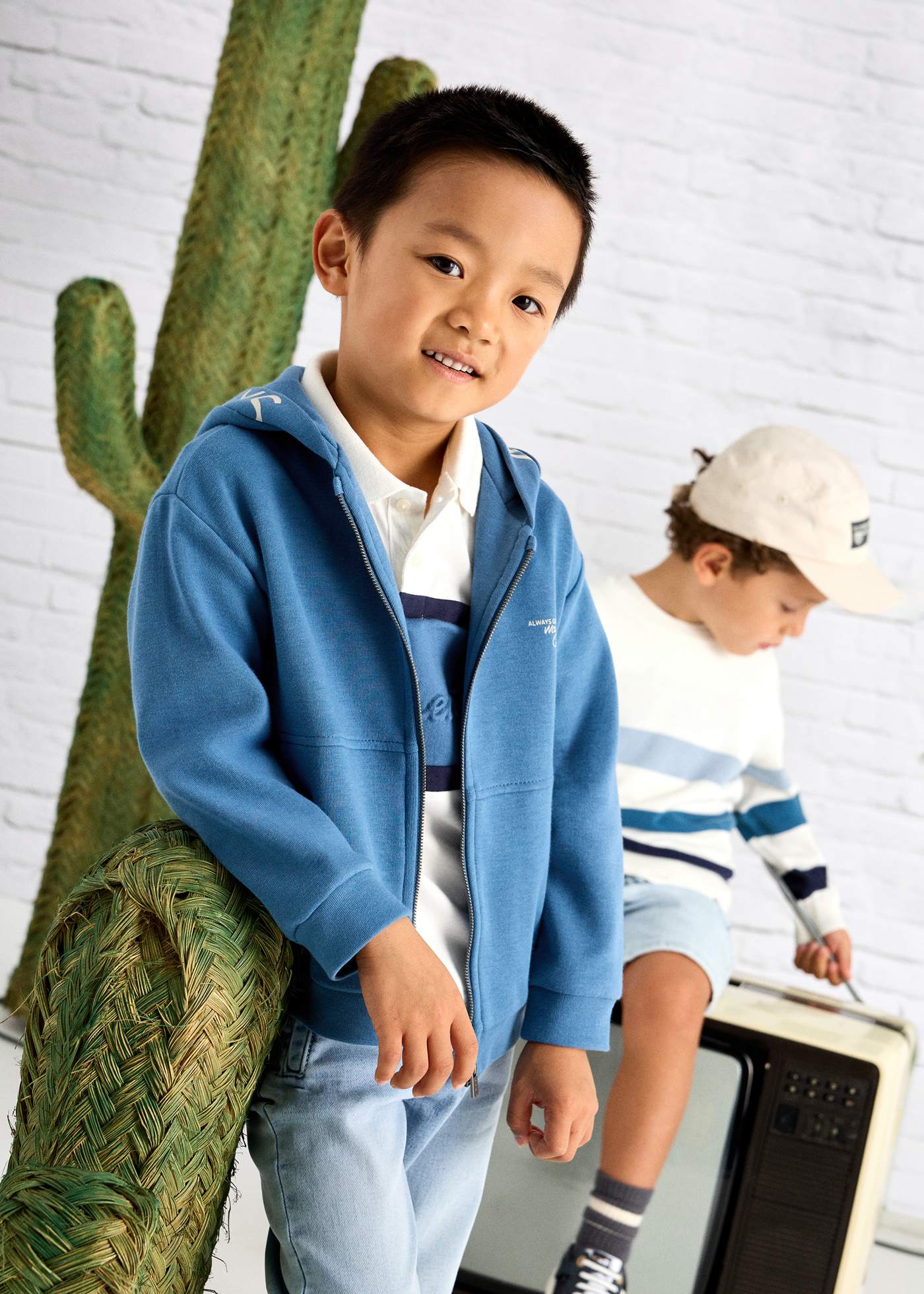 Boy Zip-Up Hoodie with Text