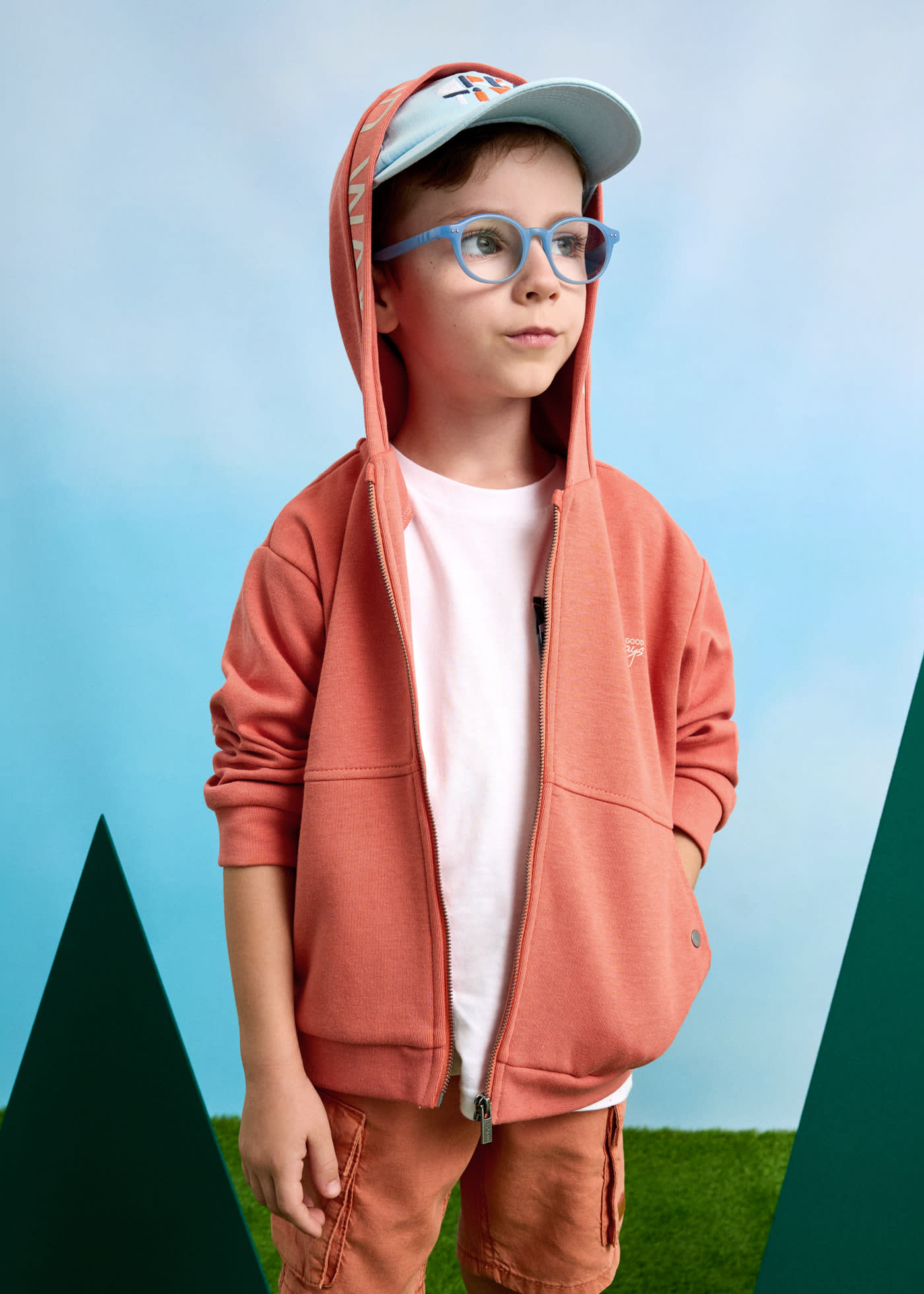 Boy Zip-Up Hoodie with Text