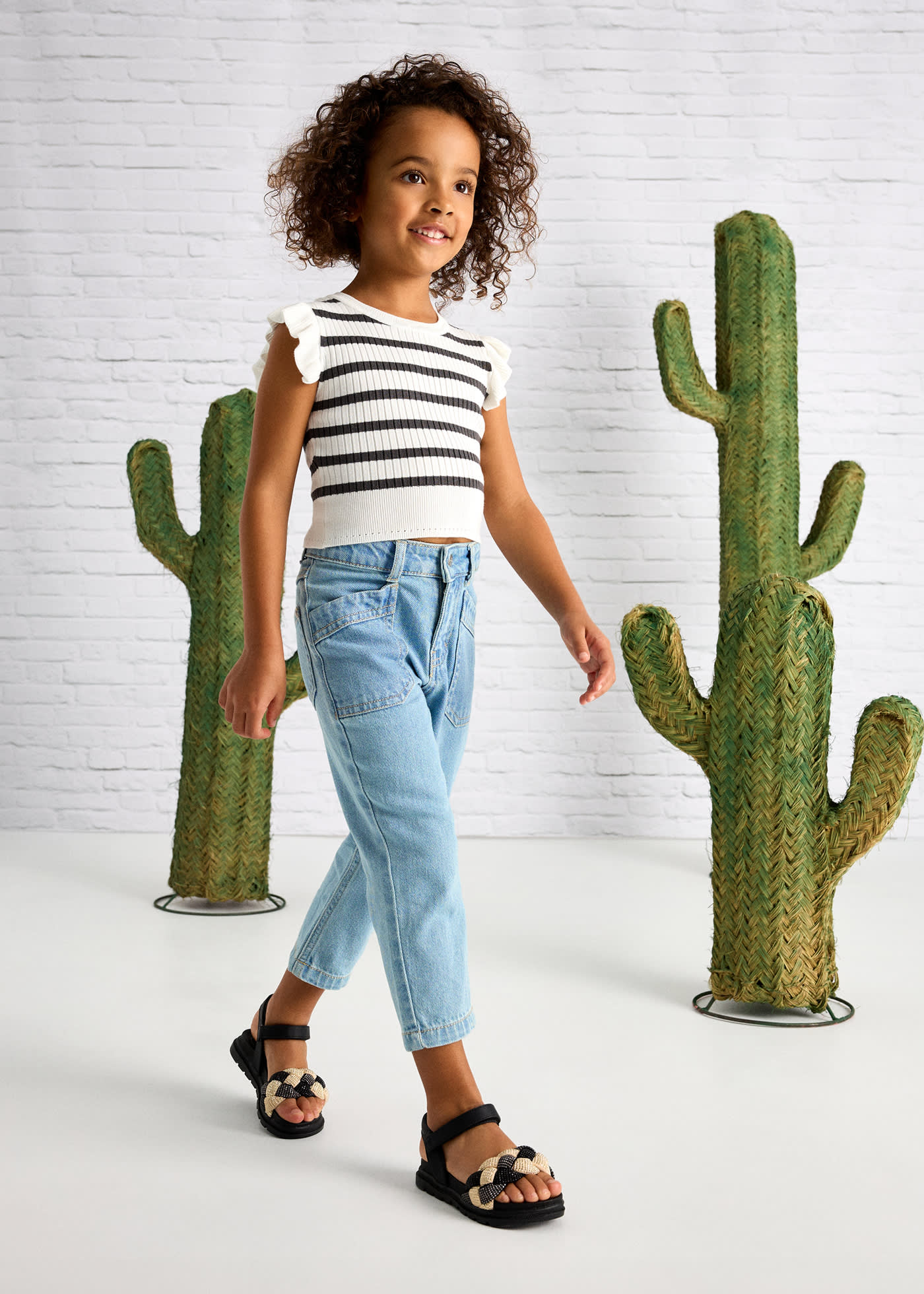 Pantaloni largi denim fetita