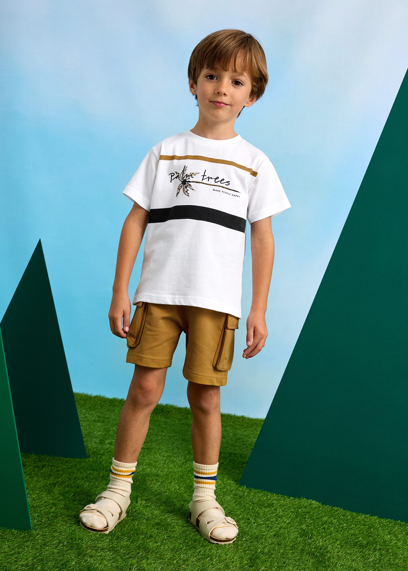 Set bermude cargo si tricou baiat
