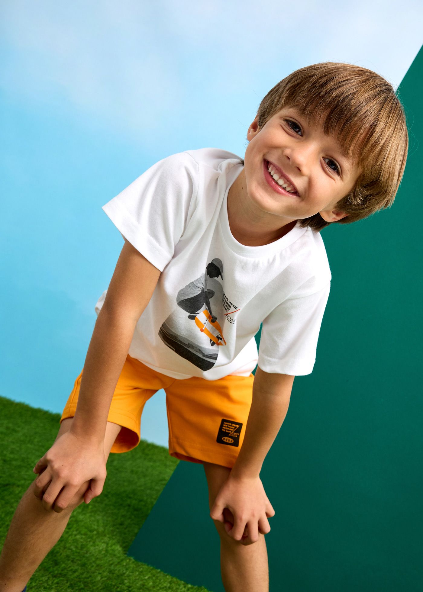 Boy skateboard print shorts and t-shirt set