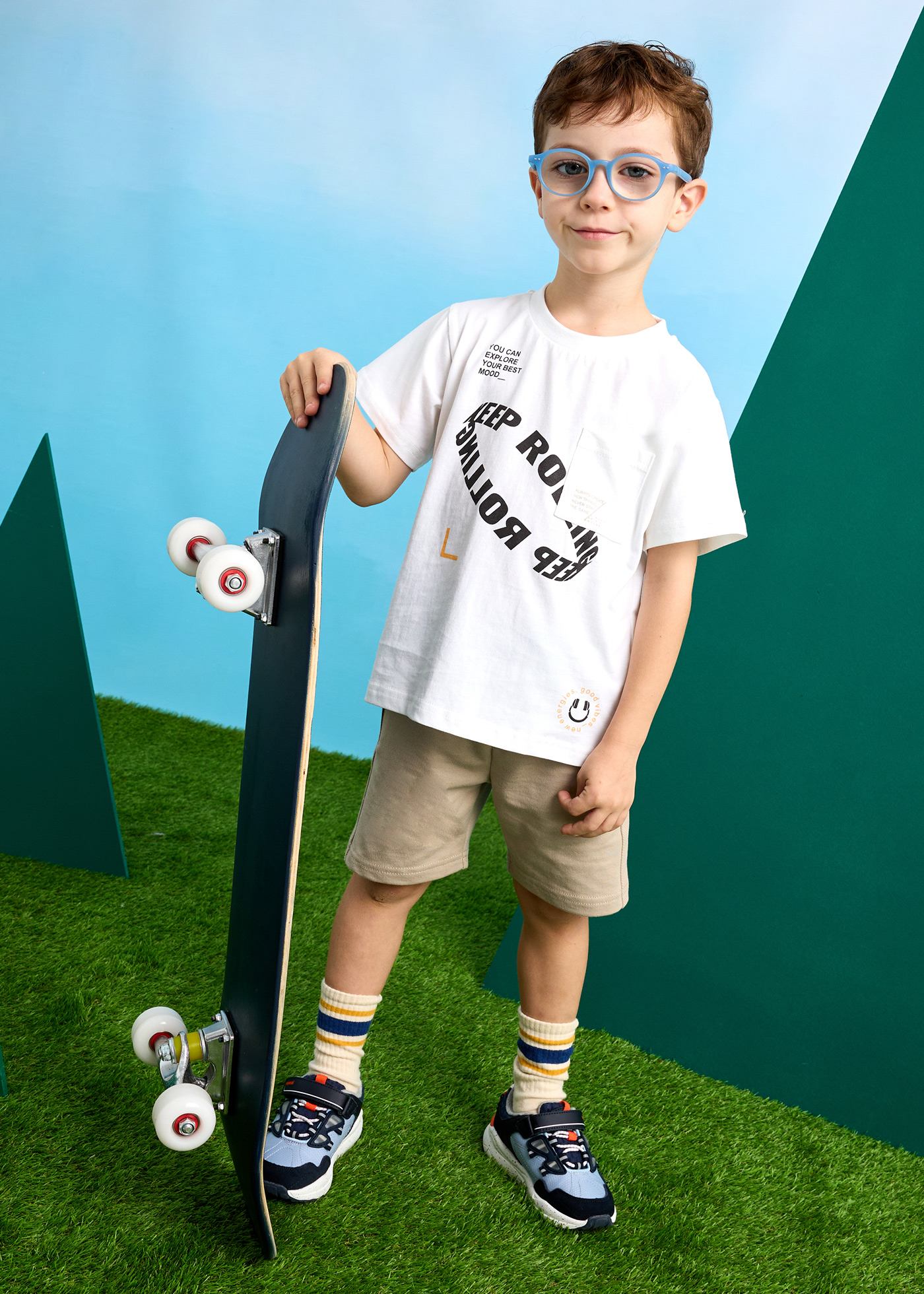 Conjunto bermuda e t-shirt texto menino